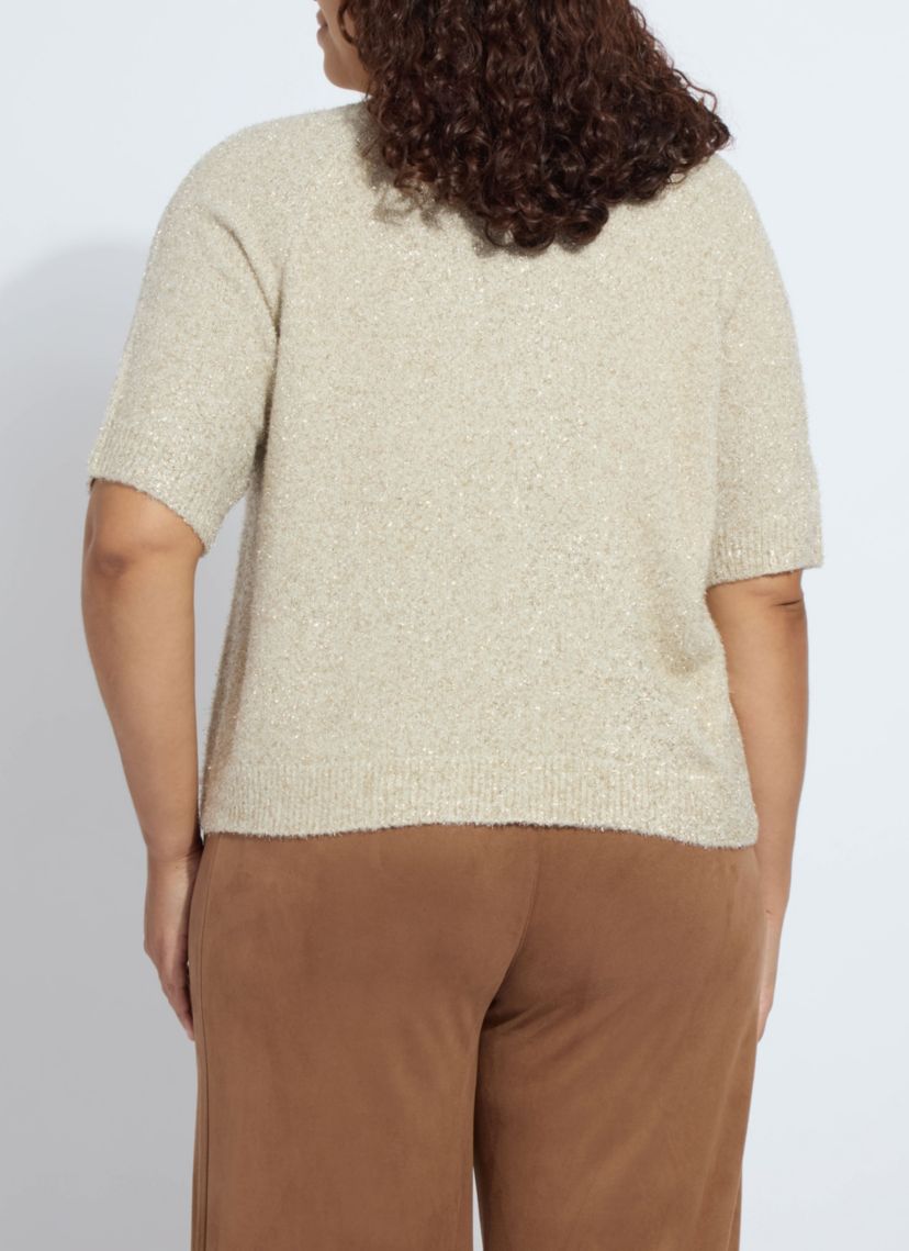 Kennedy Short Slv Lurex Feather Cardigan Curvy