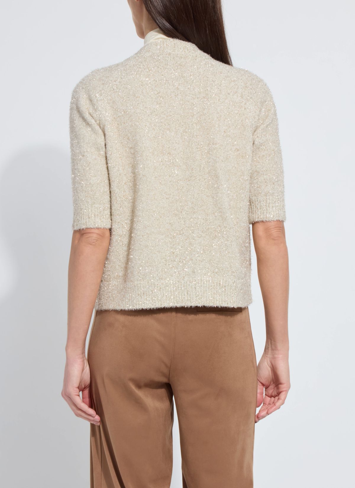 Kennedy Short Slv Lurex Feather Cardigan