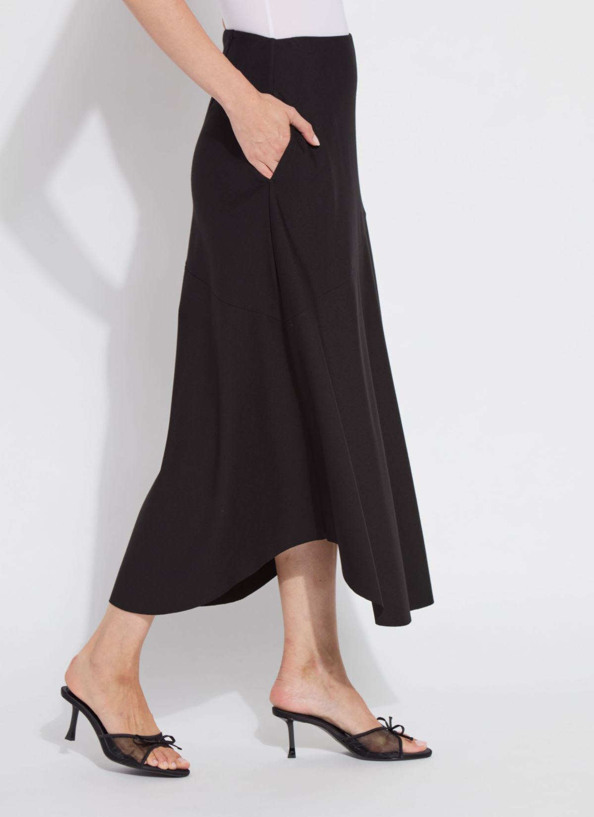 Drapey Ponte A-Line Midi Skirt
