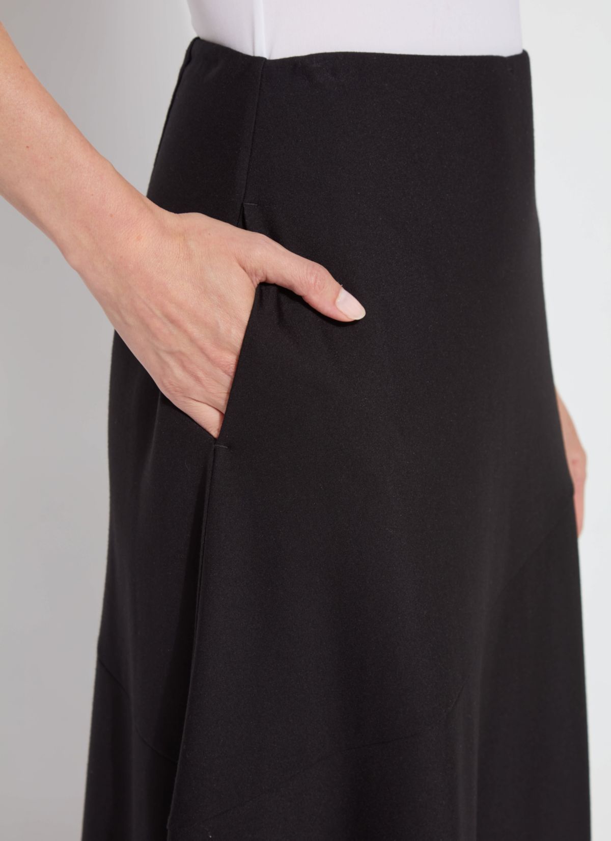 Drapey Ponte A-Line Midi Skirt