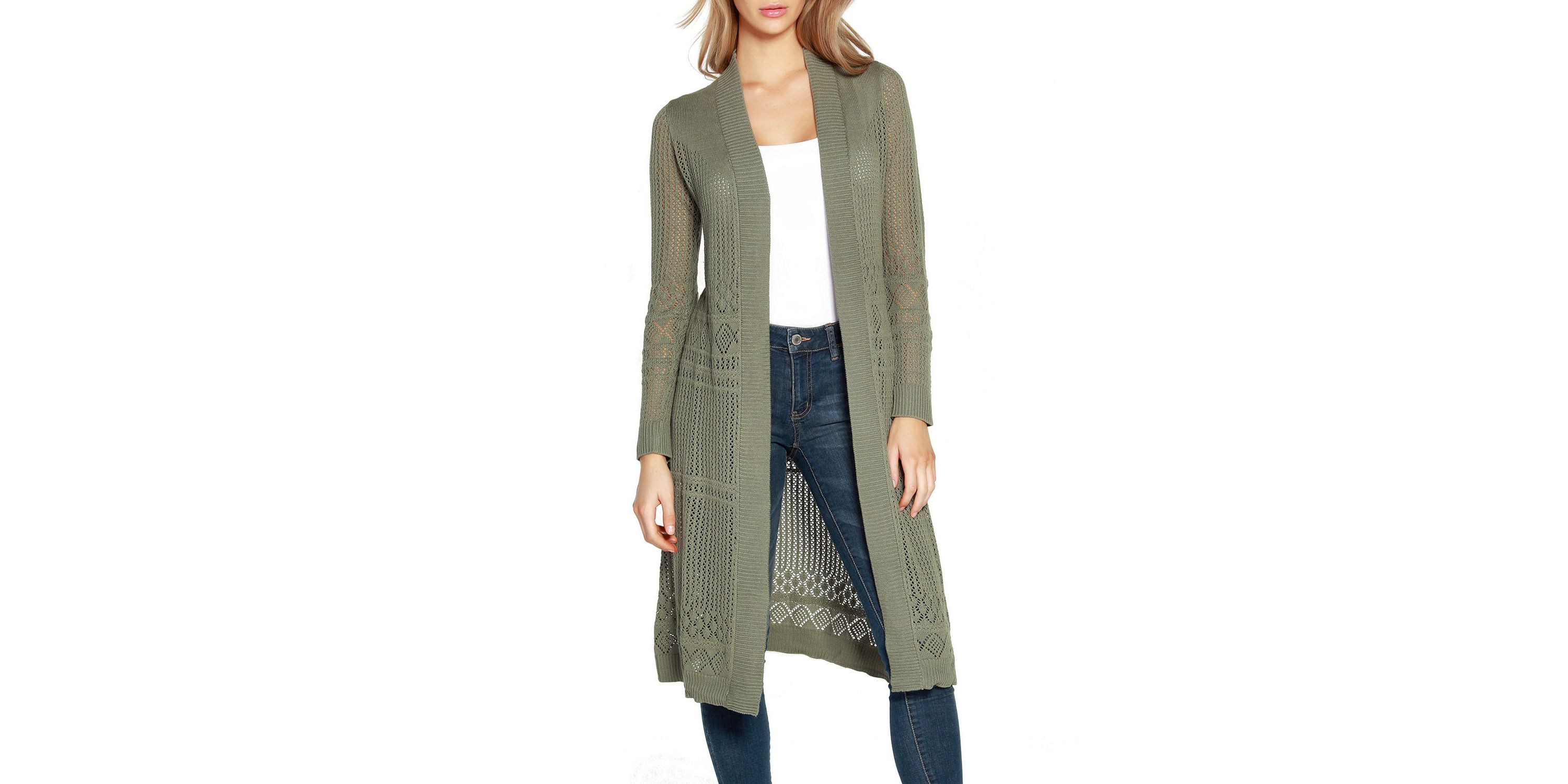 Pointelle-Stitch Duster Cardigan