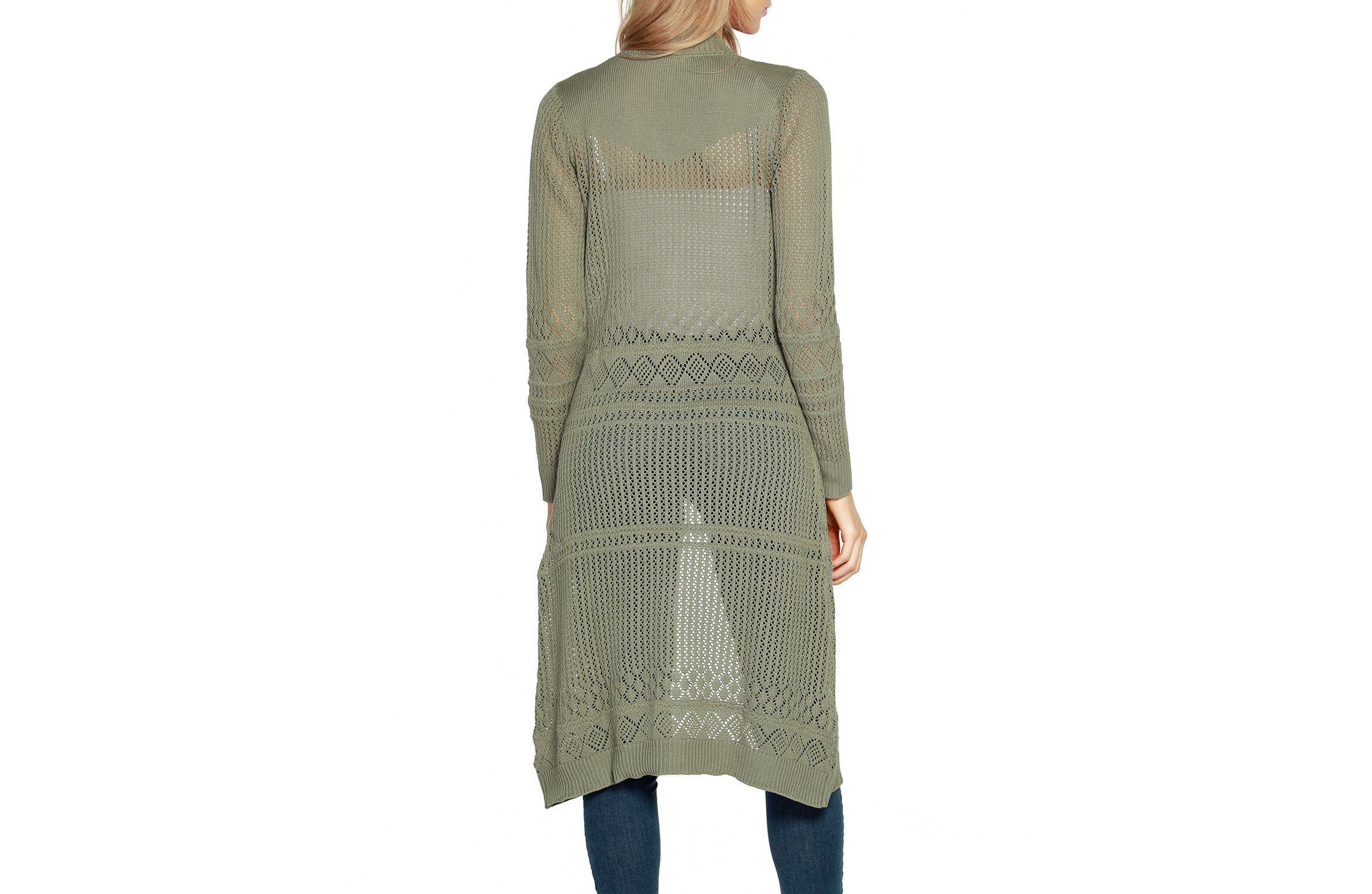 Pointelle-Stitch Duster Cardigan
