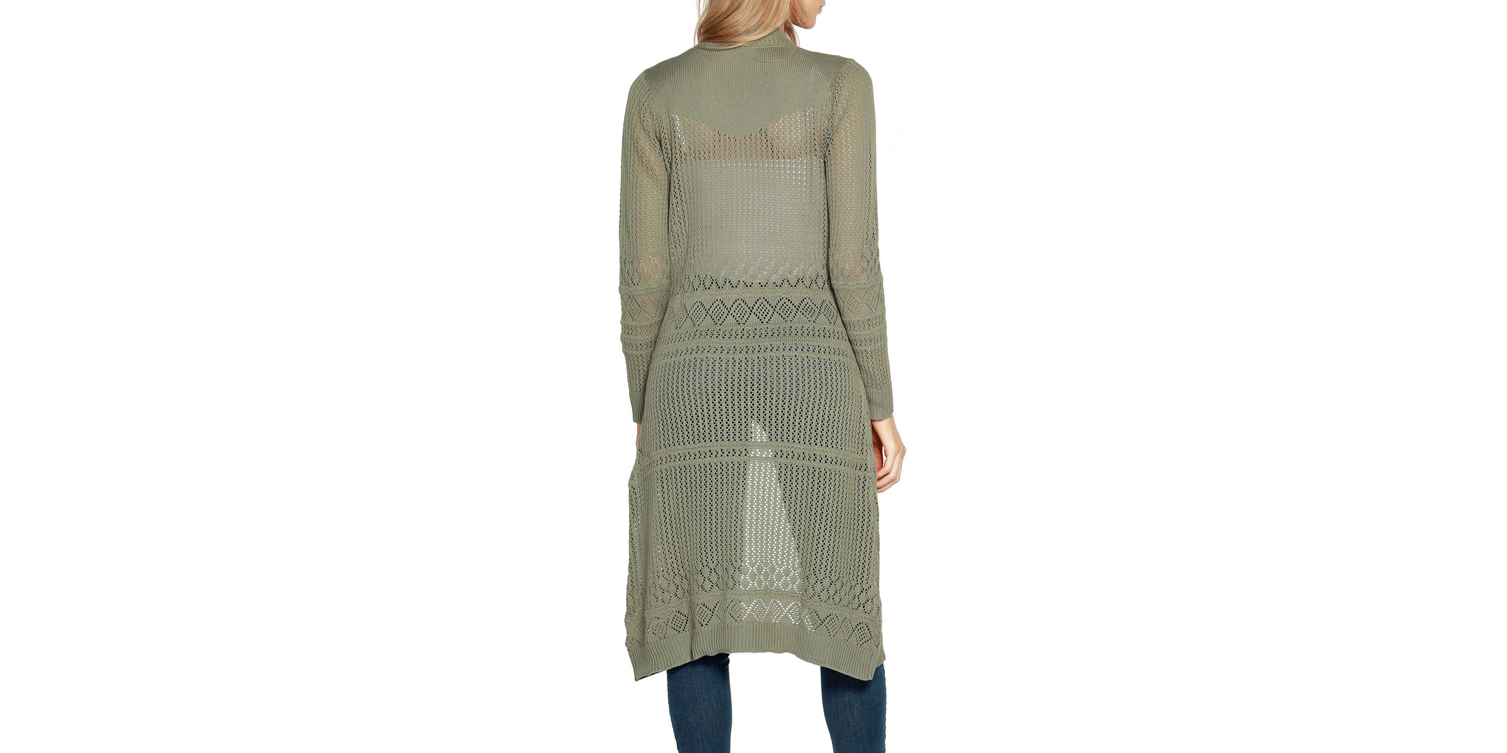 Pointelle-Stitch Duster Cardigan