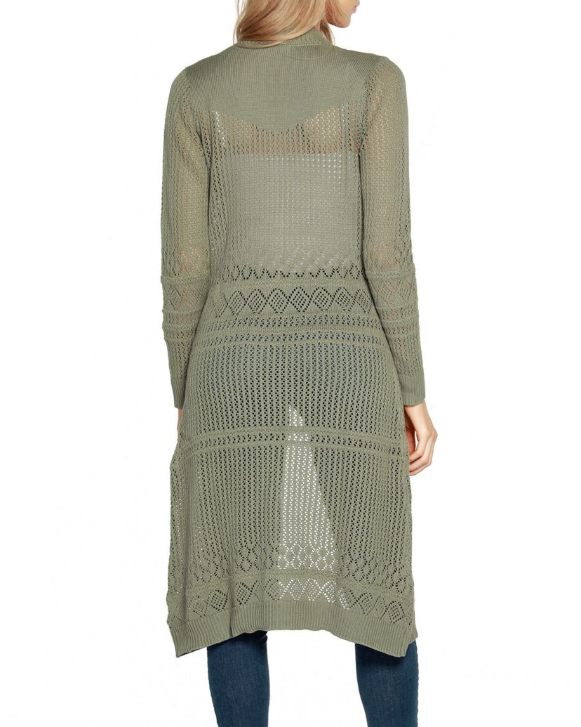 Pointelle-Stitch Duster Cardigan