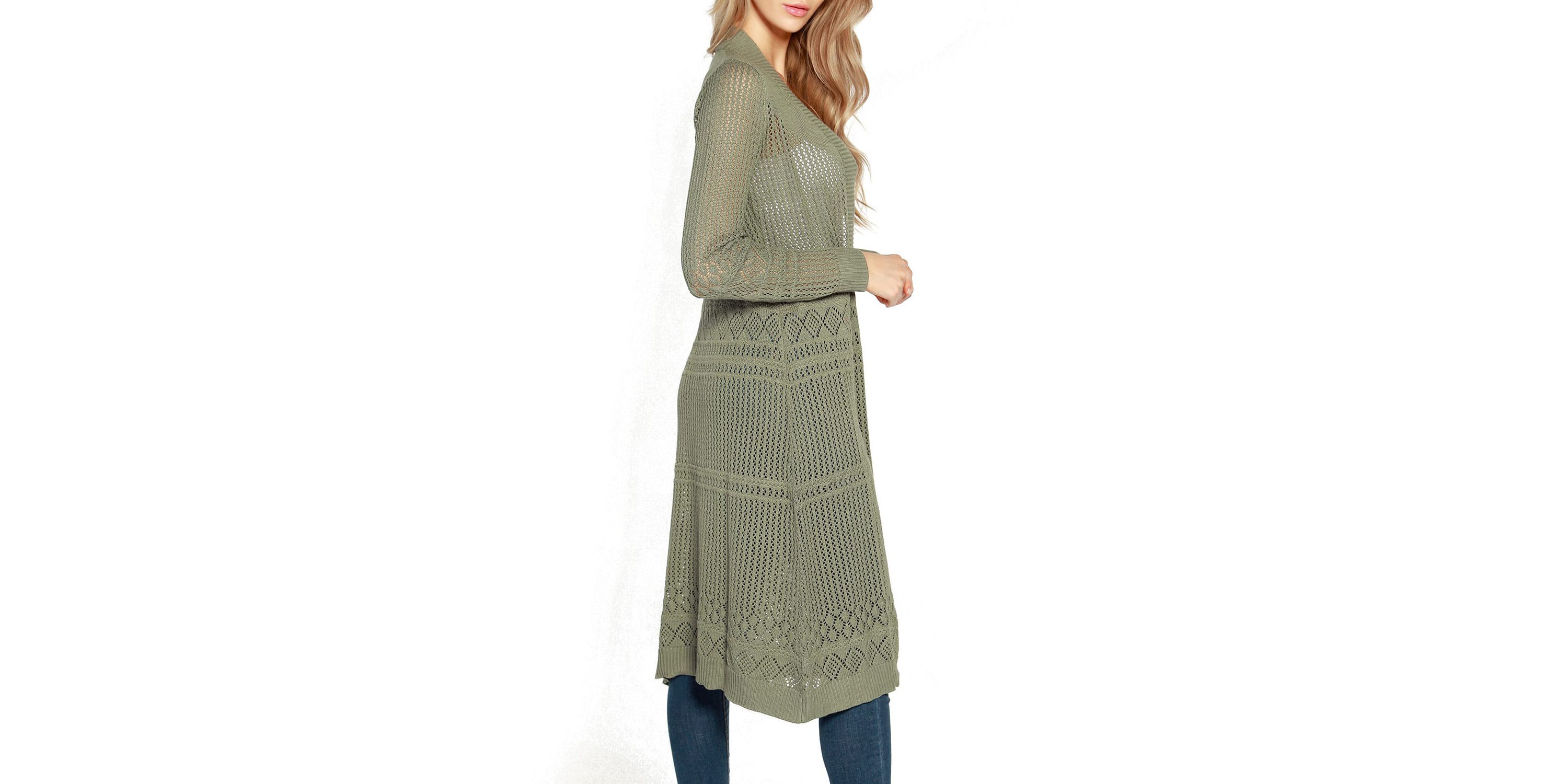 Pointelle-Stitch Duster Cardigan