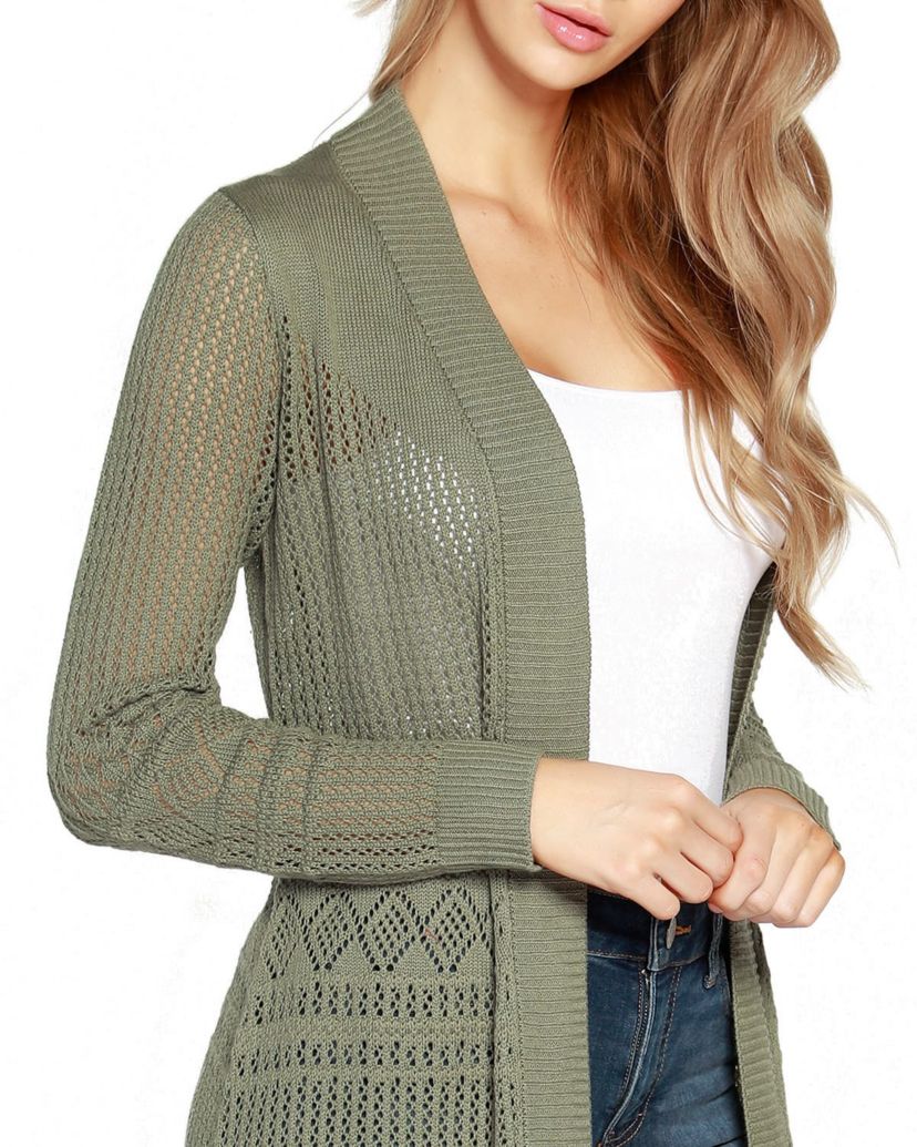 Pointelle-Stitch Duster Cardigan