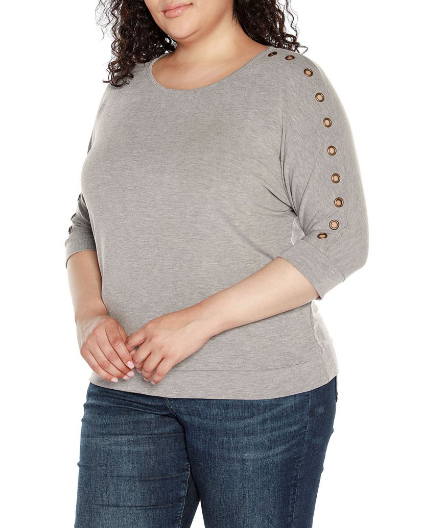 Plus Size Grommet Dolman Sleeve Top