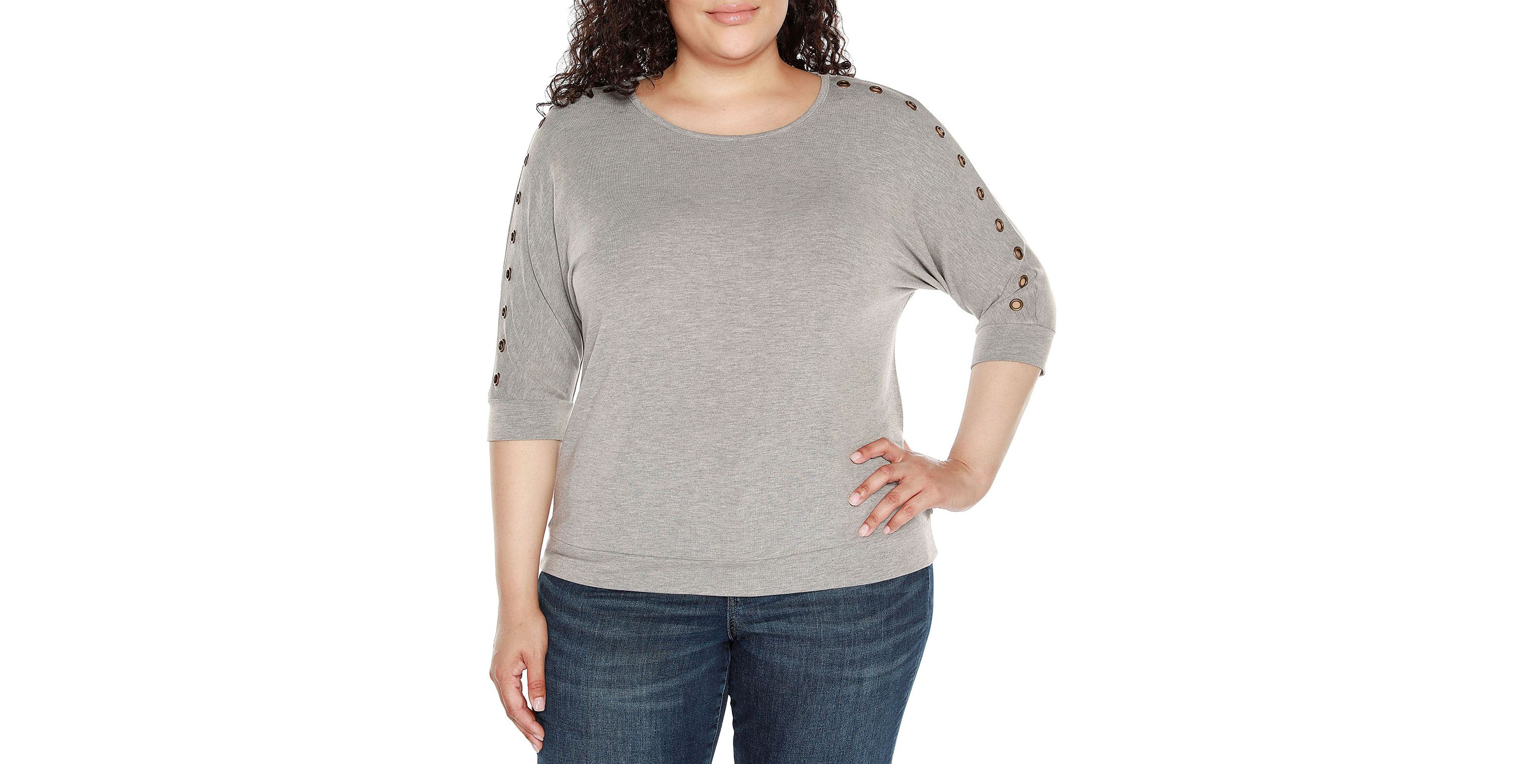 Plus Size Grommet Dolman Sleeve Top