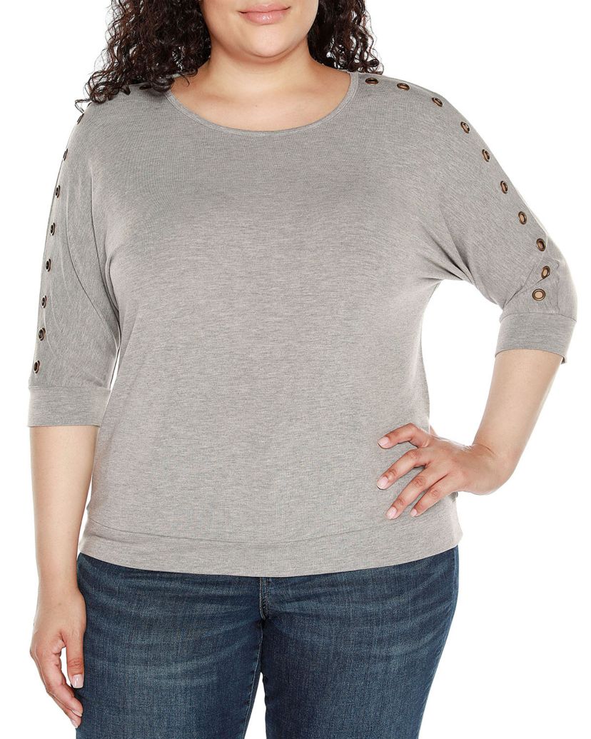 Plus Size Grommet Dolman Sleeve Top