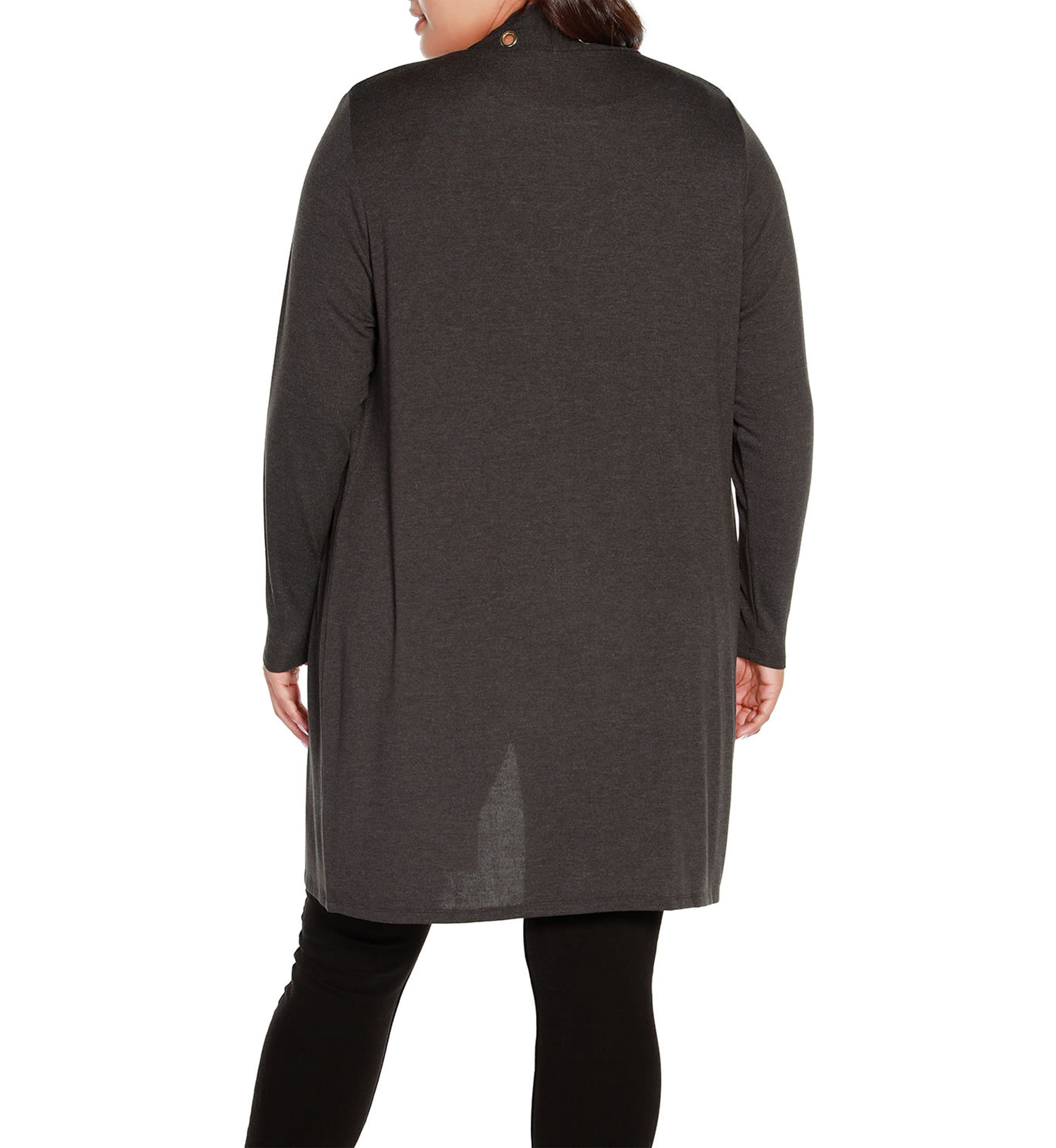 Plus Size Long Sleeve Grommet-Trim Cardigan