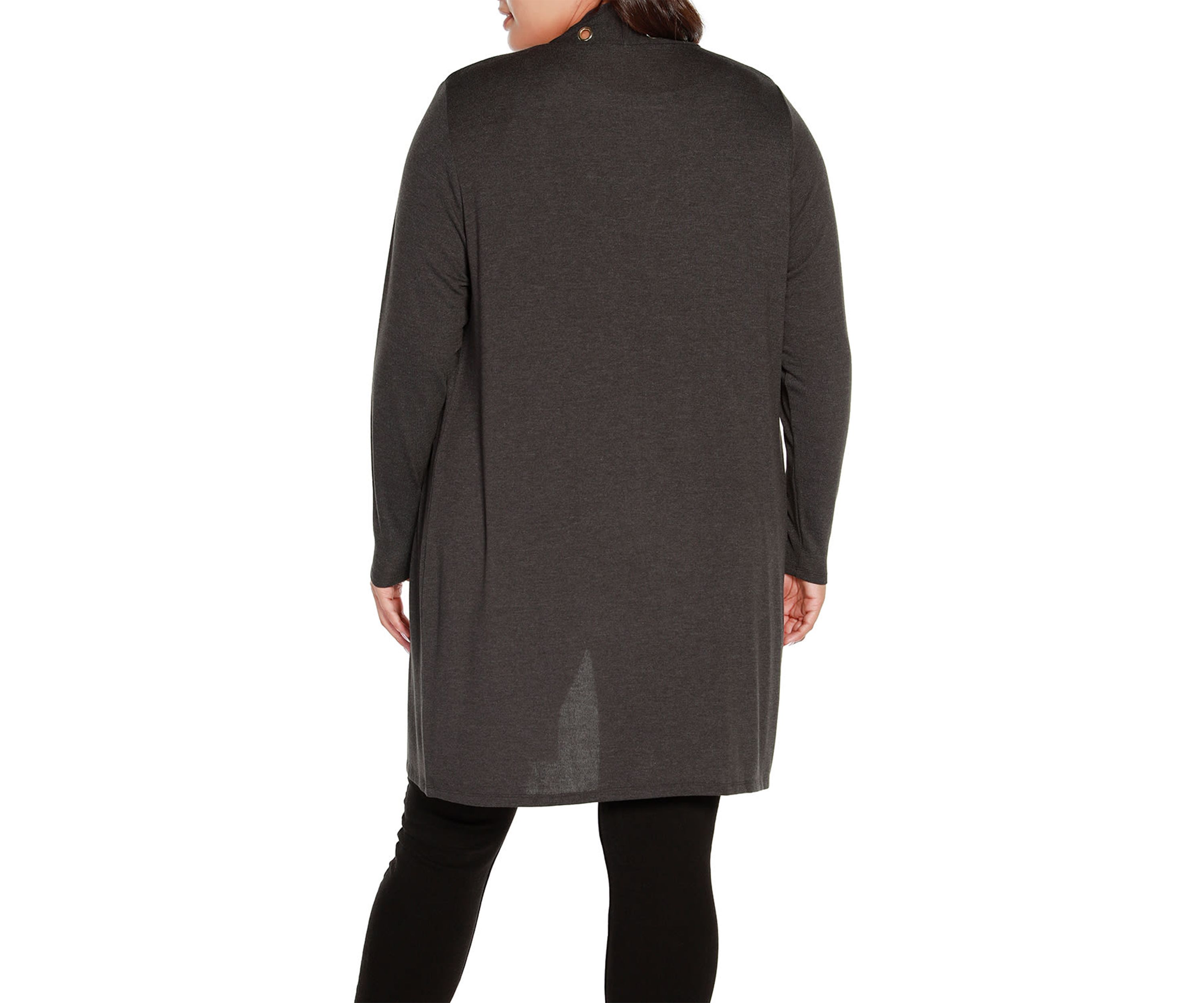 Plus Size Long Sleeve Grommet-Trim Cardigan