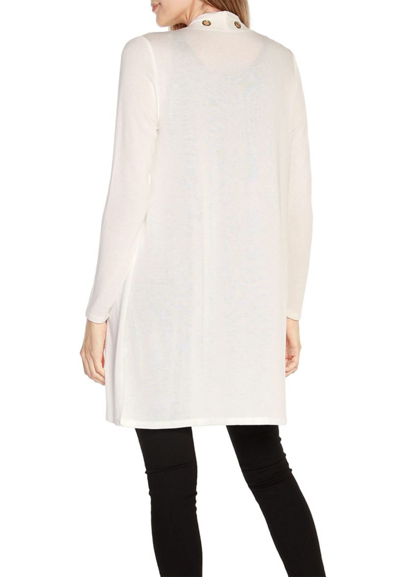 Long Sleeve Grommet-Trim Cardigan