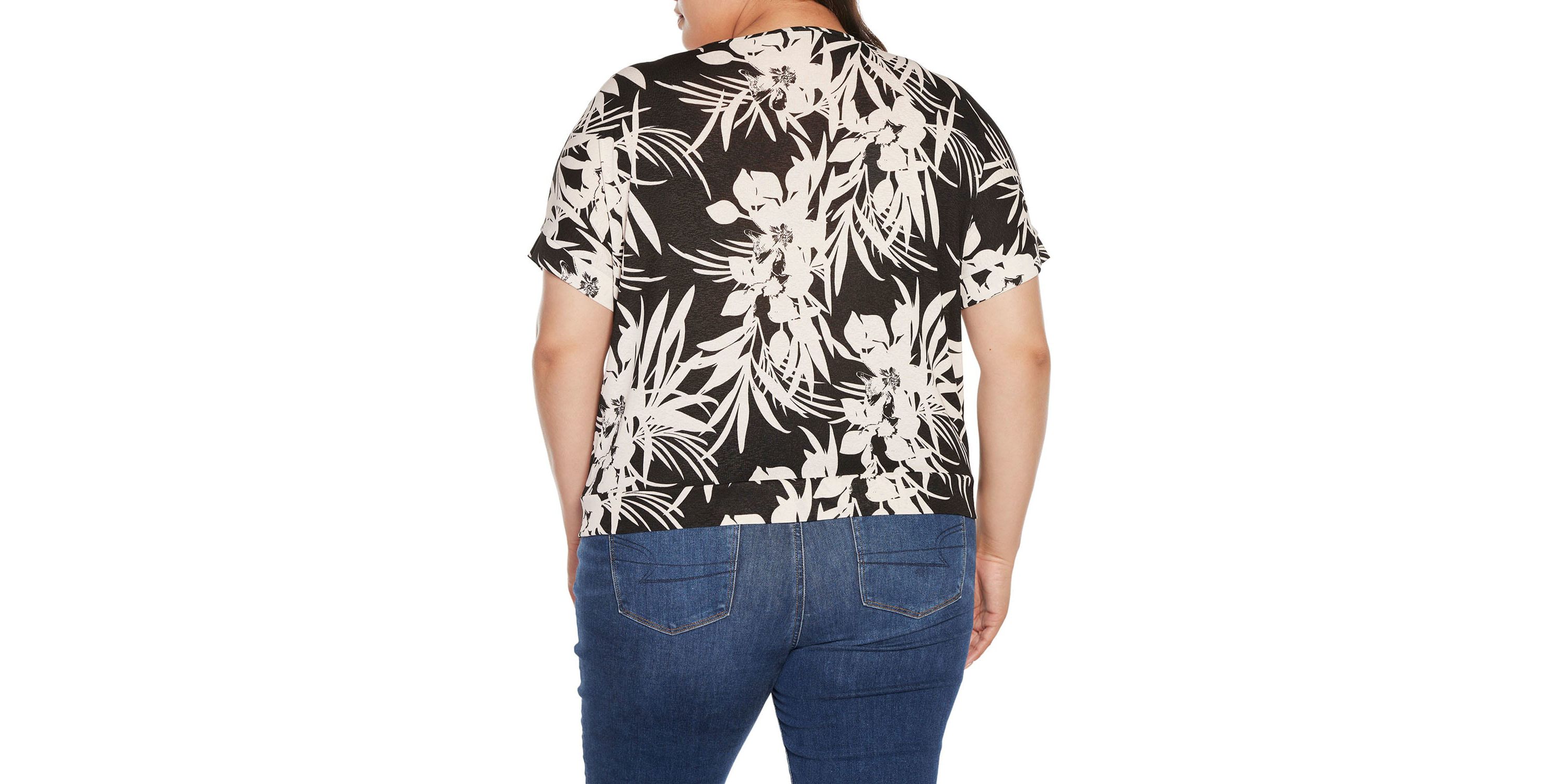 Plus Size Floral Print Lace-Up top