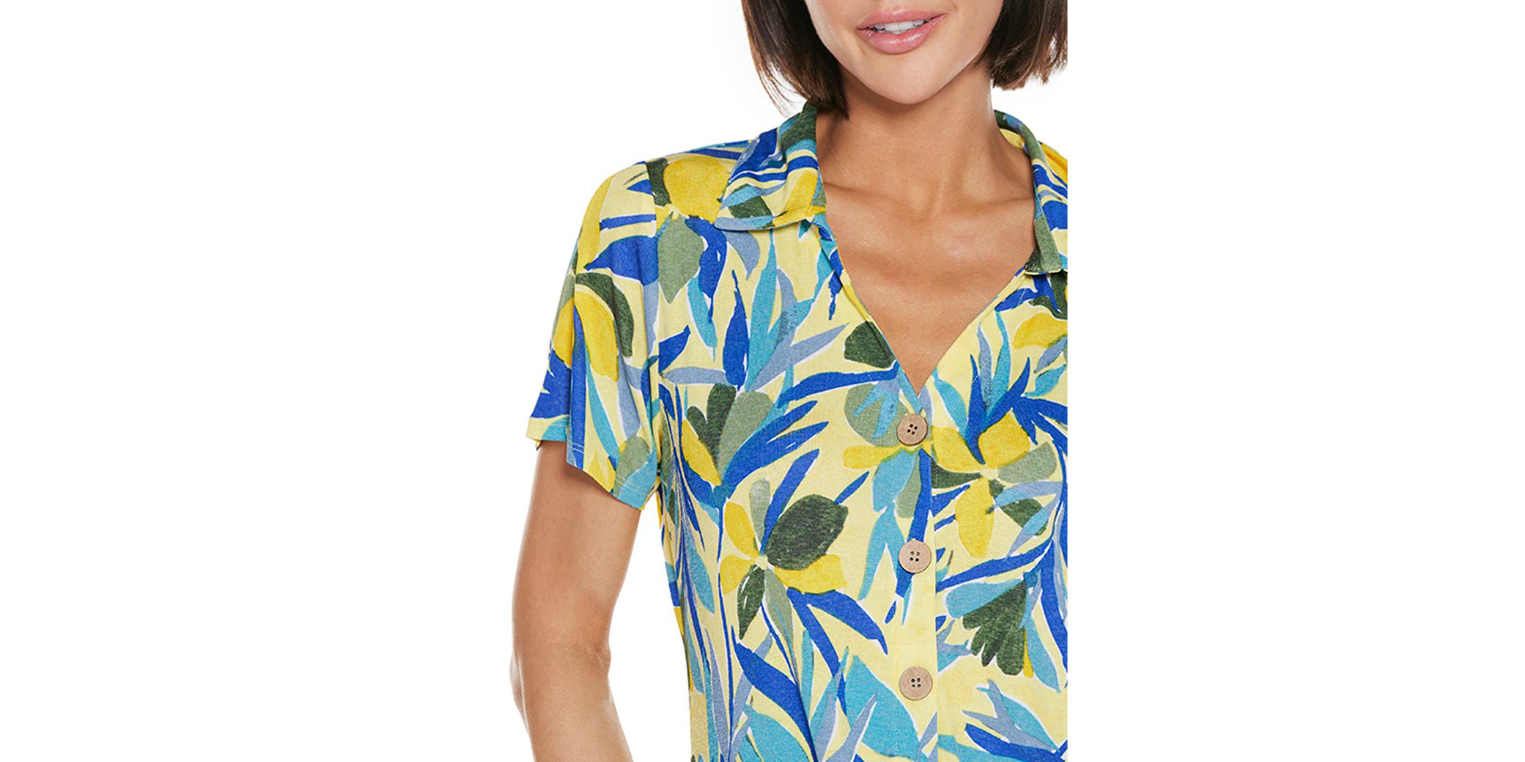 Tropical Tie-Front Knit Top