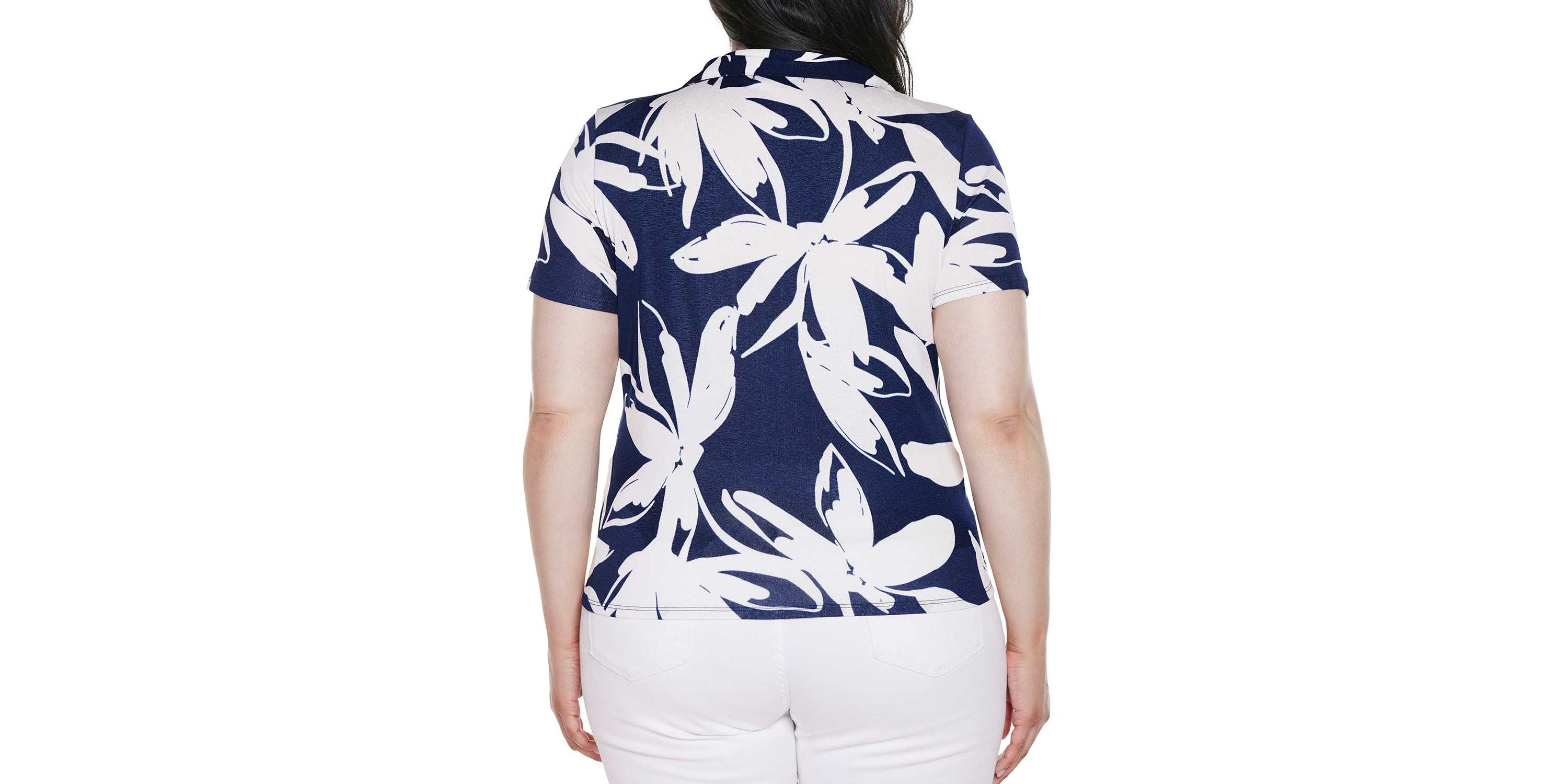 Plus Size Floral Button-Front Knit Top