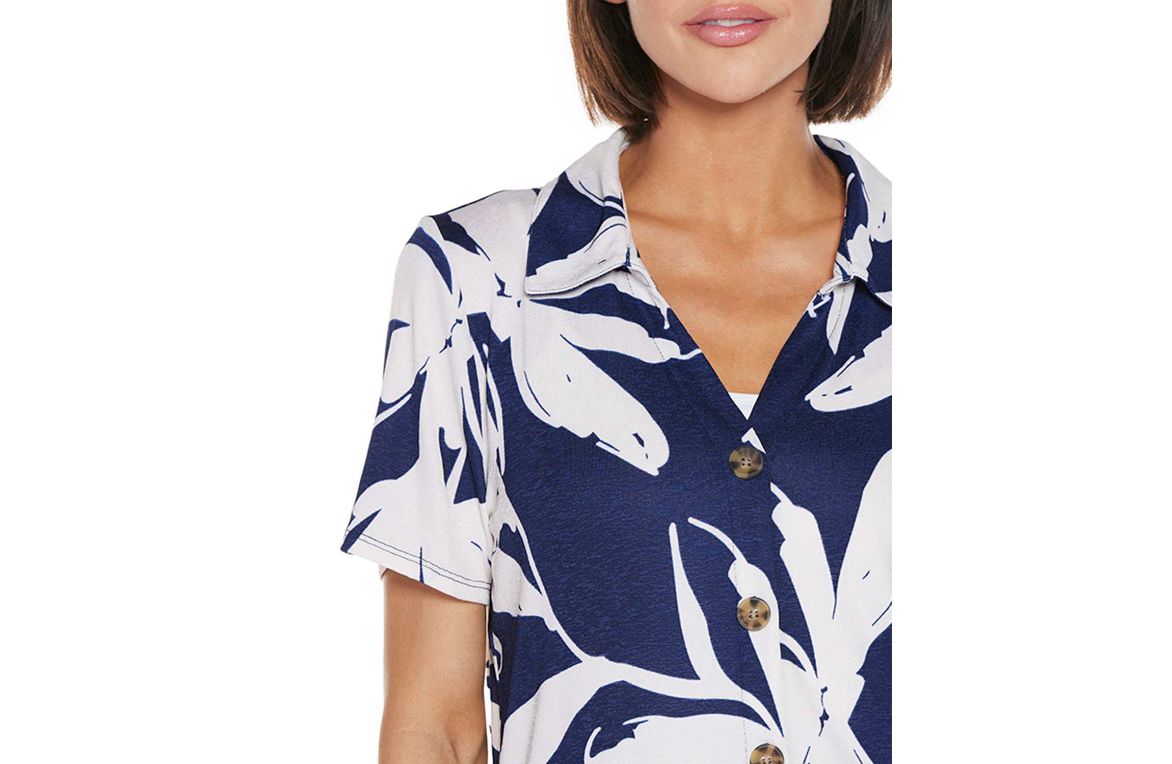 Floral Button-Front Knit Top