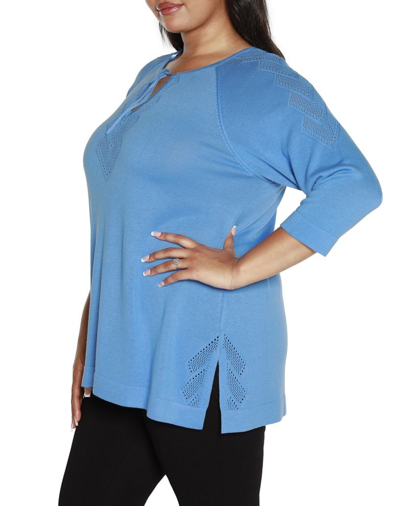 Plus Size Raglan Sleeve Pointelle Sweater