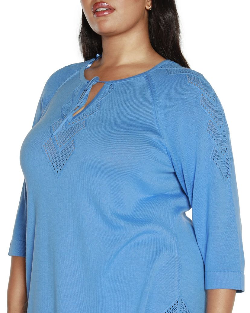 Plus Size Raglan Sleeve Pointelle Sweater