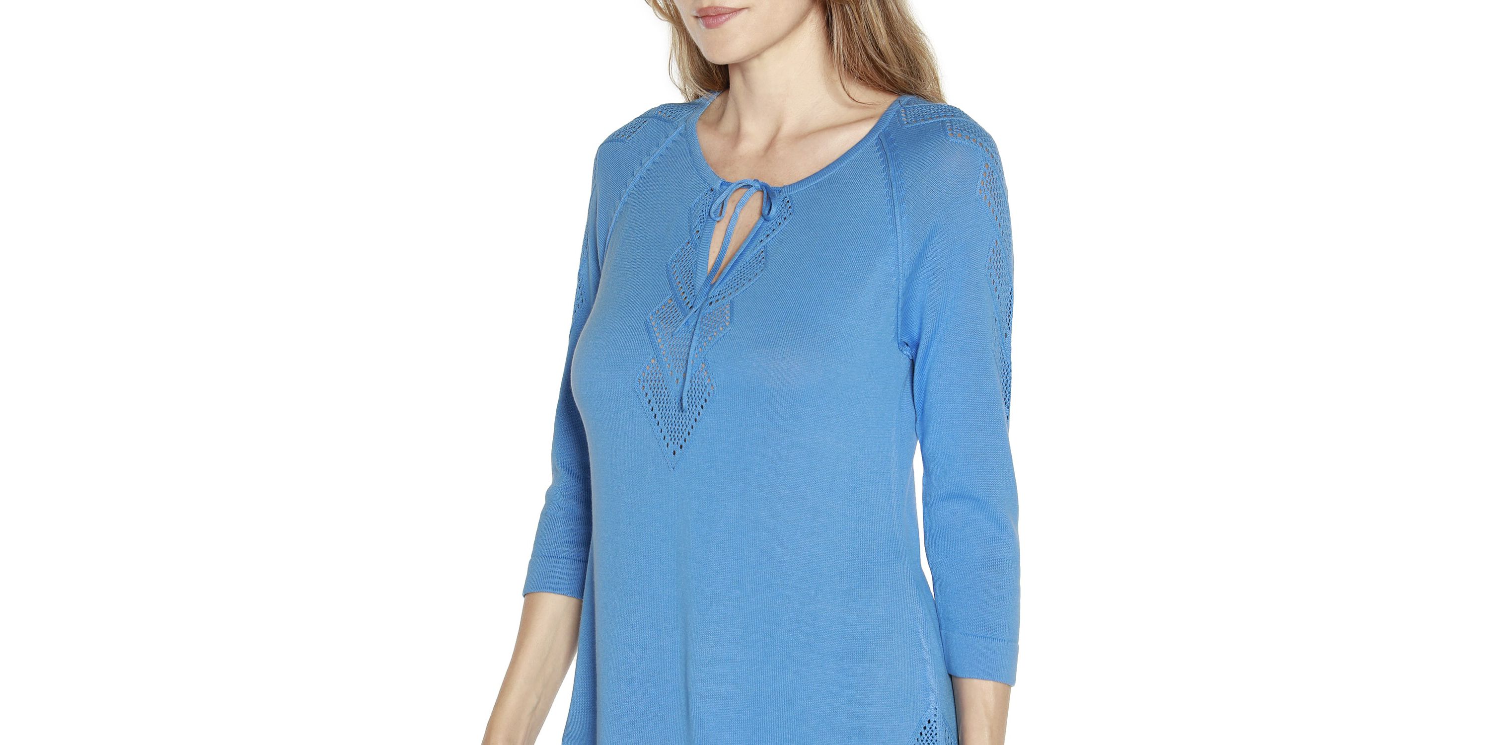 Raglan Sleeve Pointelle Sweater