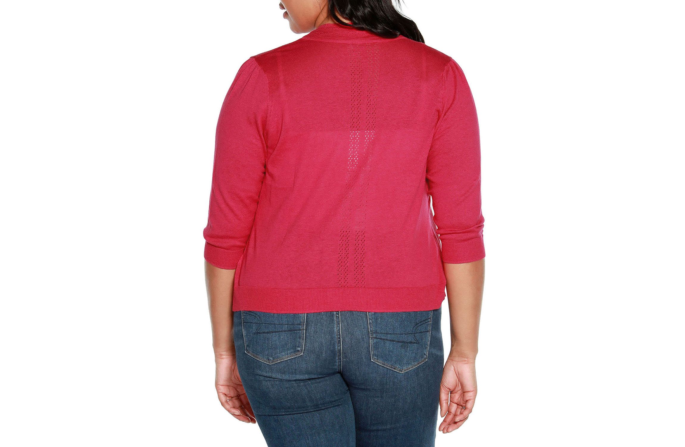 Plus Size 3/4 Sleeve Open Cardigan Sweater