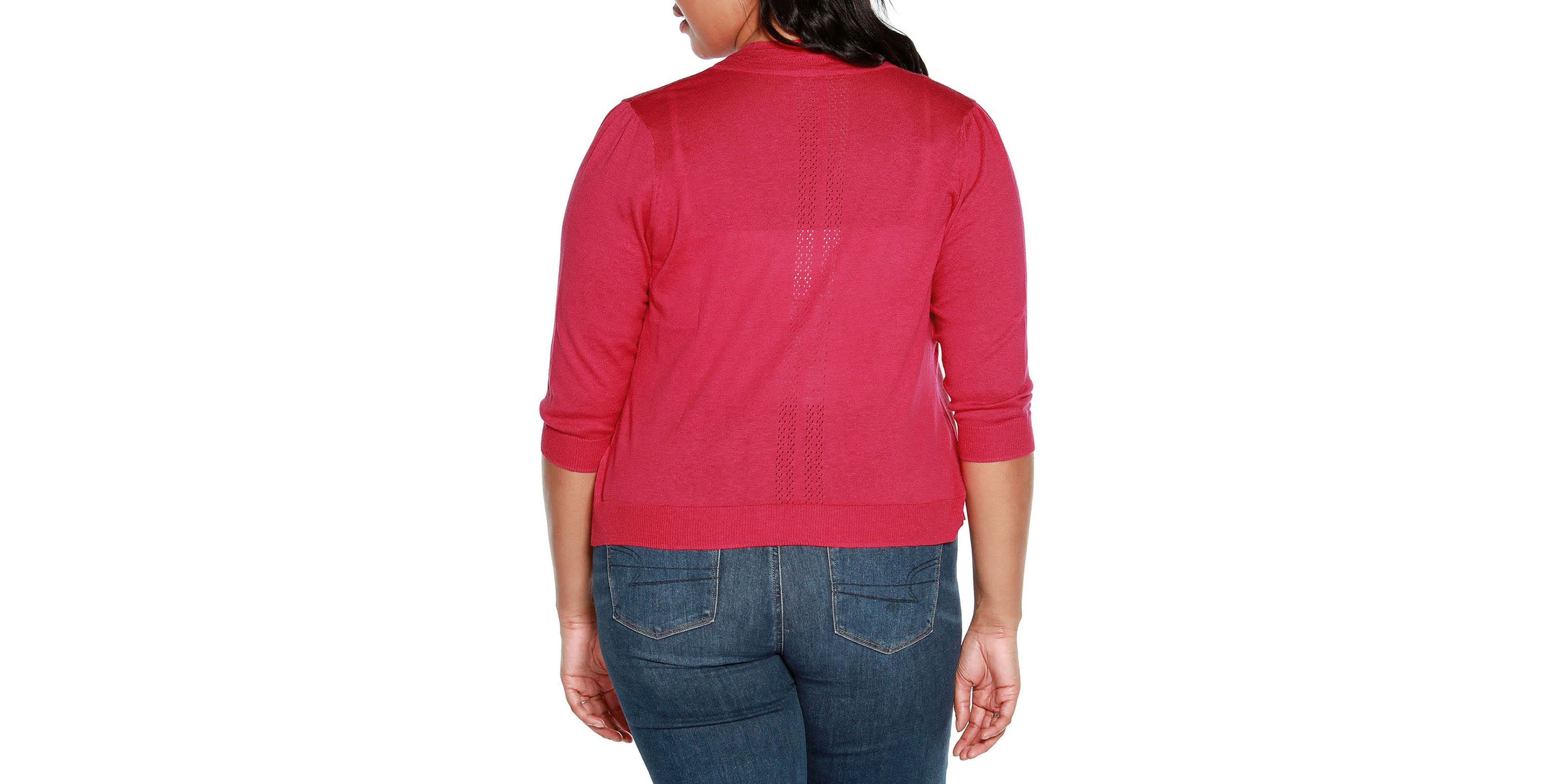 Plus Size 3/4 Sleeve Open Cardigan Sweater