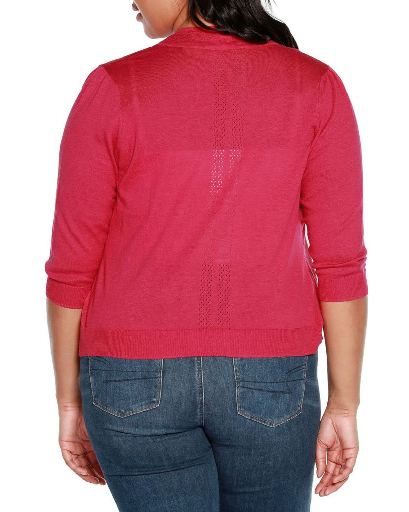 Plus Size 3/4 Sleeve Open Cardigan Sweater