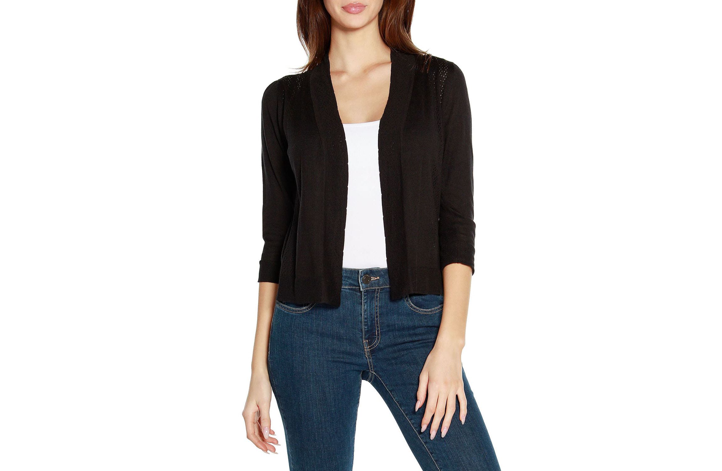 3/4 Sleeve Open Cardigan Sweater