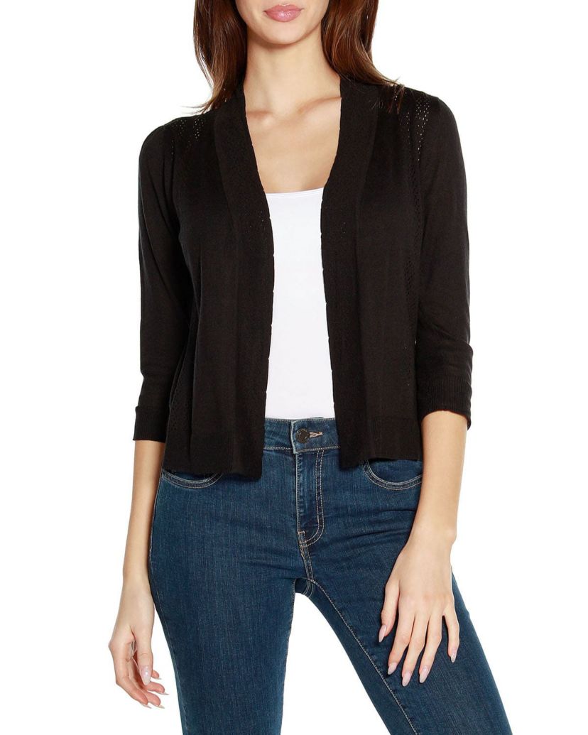 3/4 Sleeve Open Cardigan Sweater