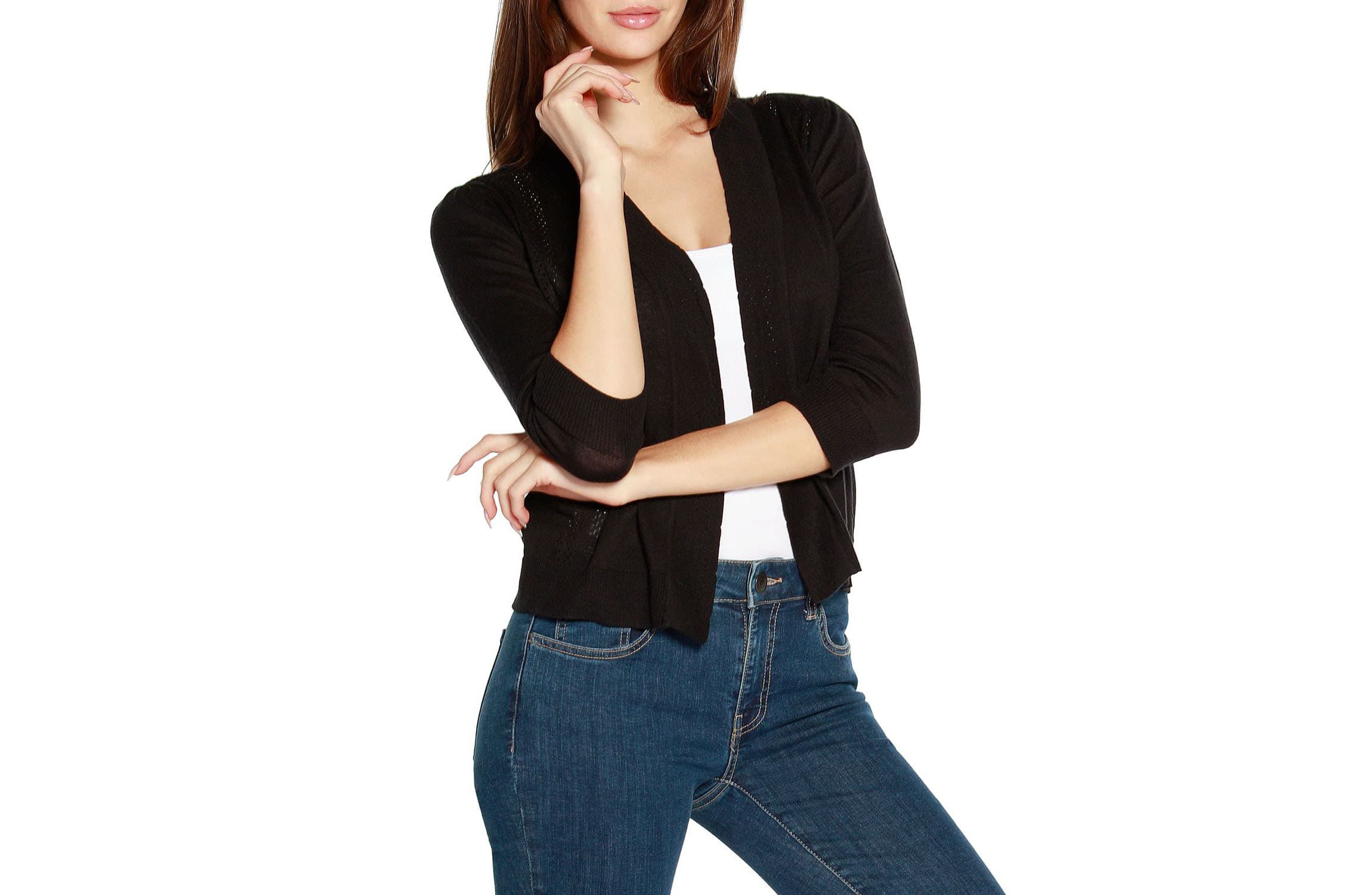 3/4 Sleeve Open Cardigan Sweater