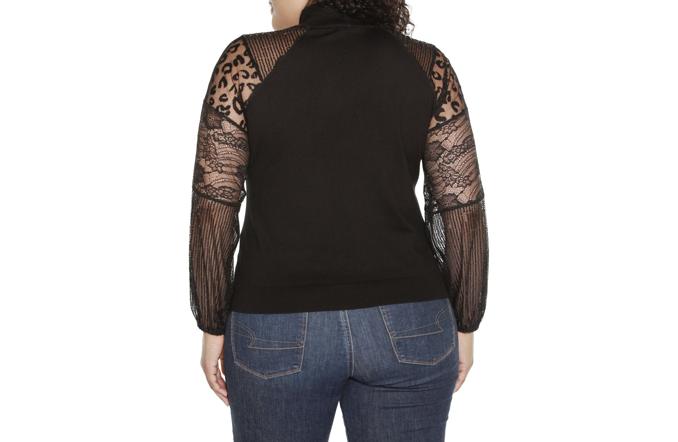 Plus Size Embellished Mixed Media Sweater