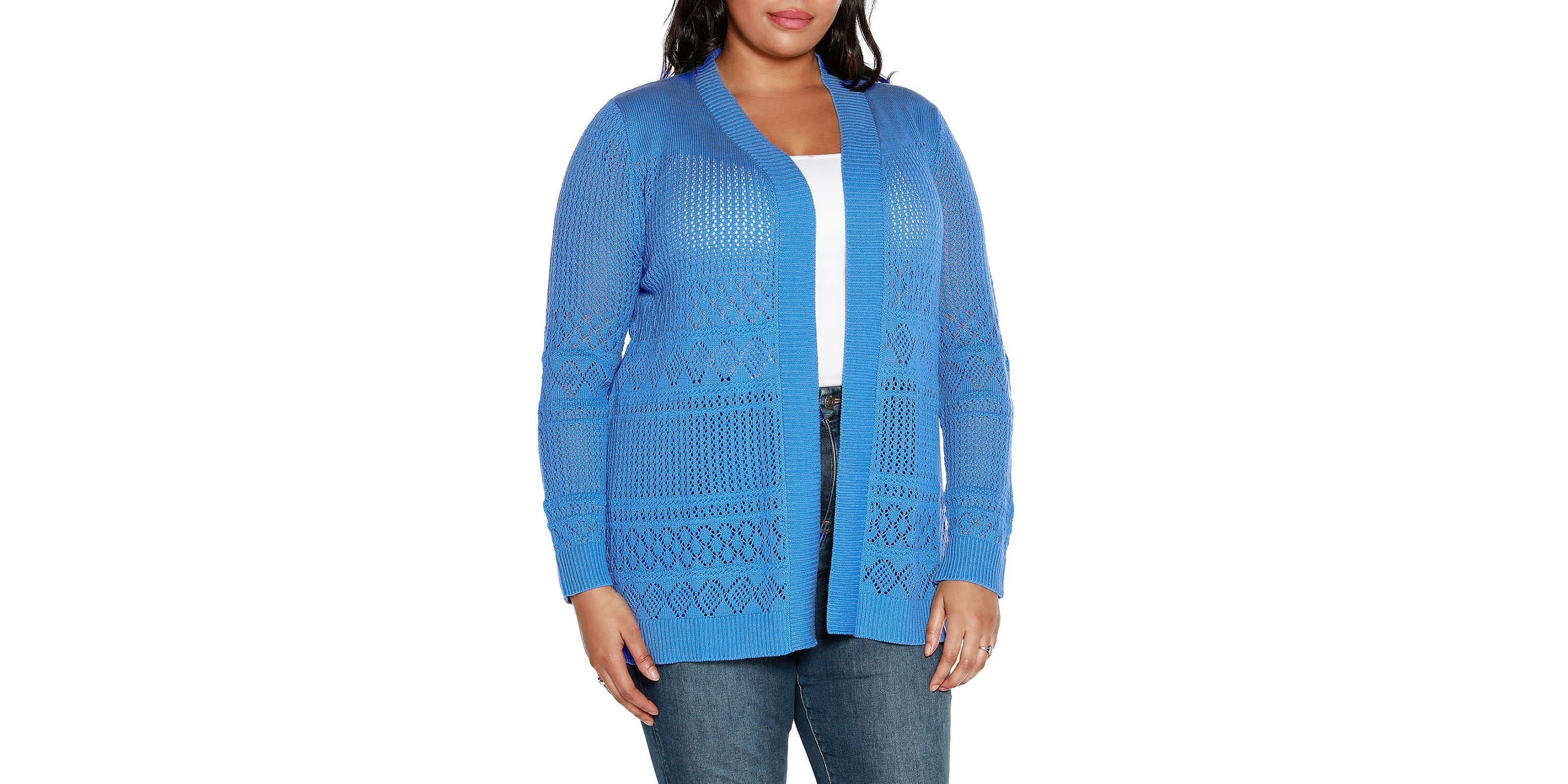 Plus Size Pointelle Open Cardigan