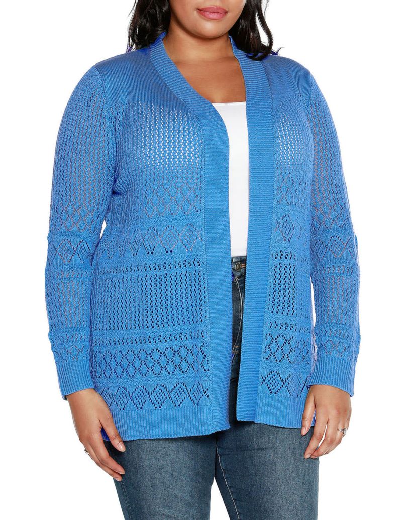 Plus Size Pointelle Open Cardigan