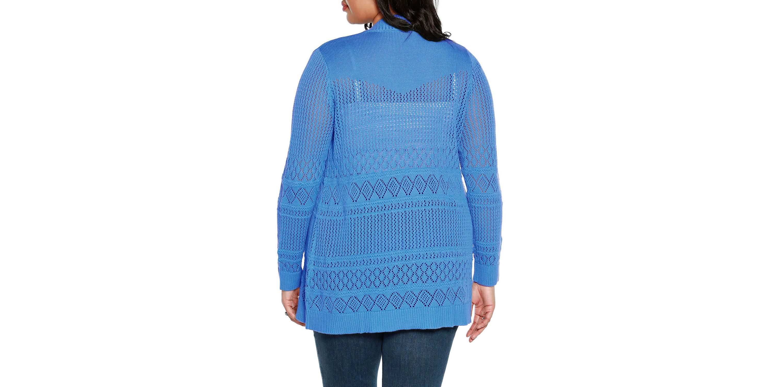 Plus Size Pointelle Open Cardigan