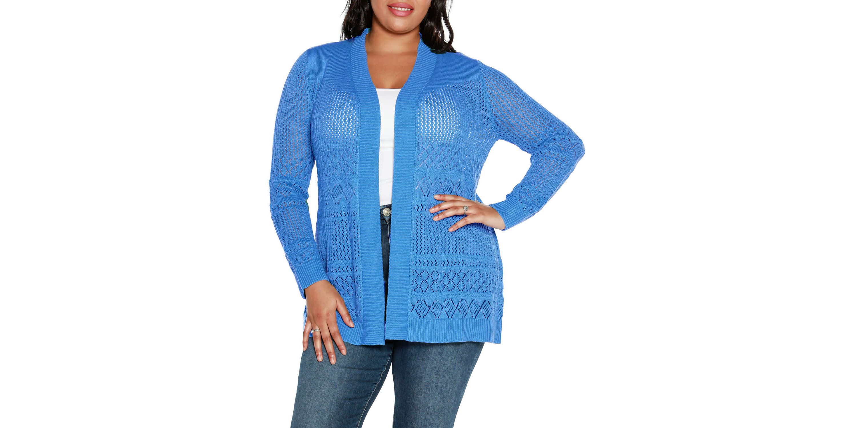 Plus Size Pointelle Open Cardigan