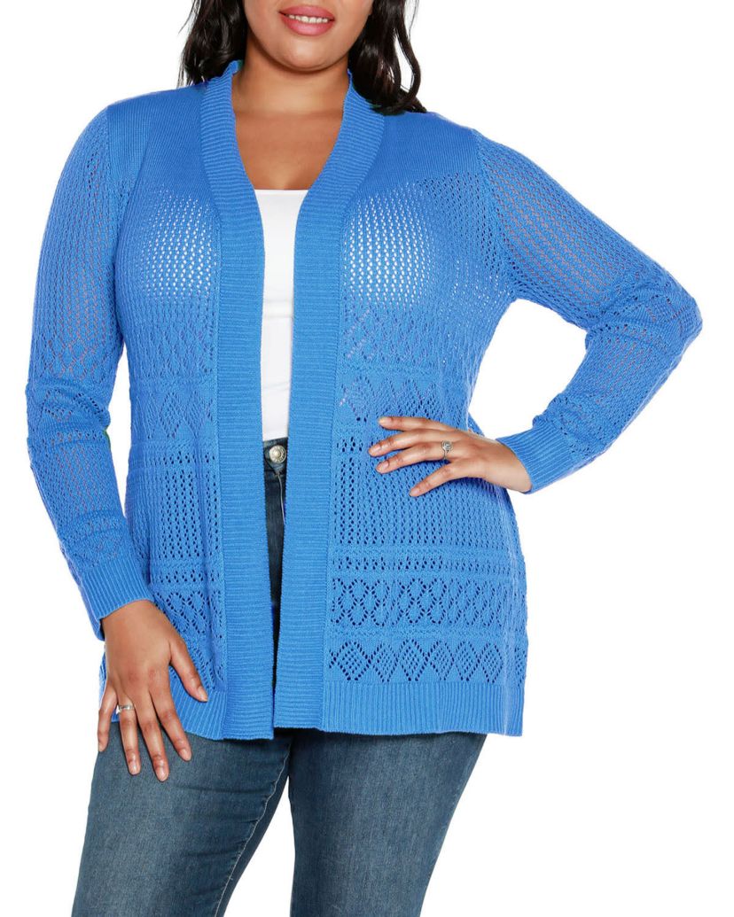 Plus Size Pointelle Open Cardigan