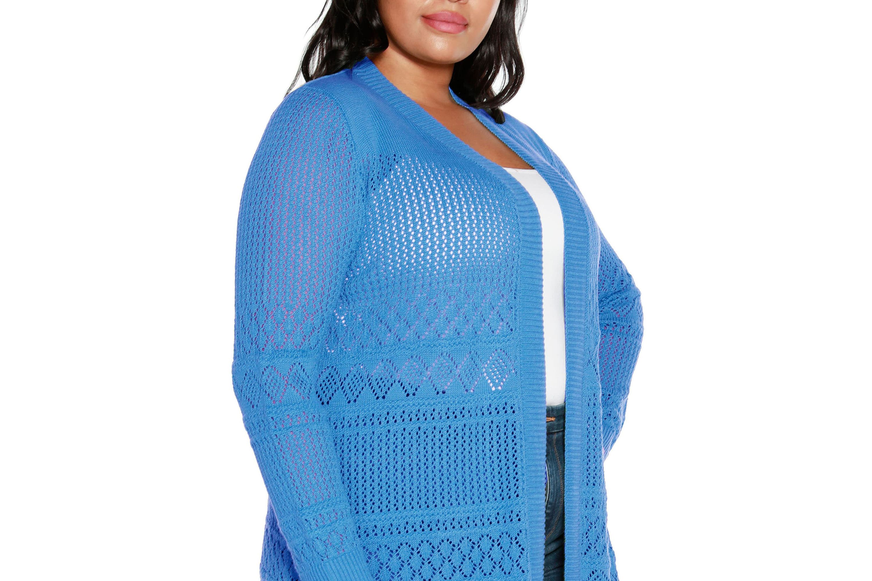 Plus Size Pointelle Open Cardigan