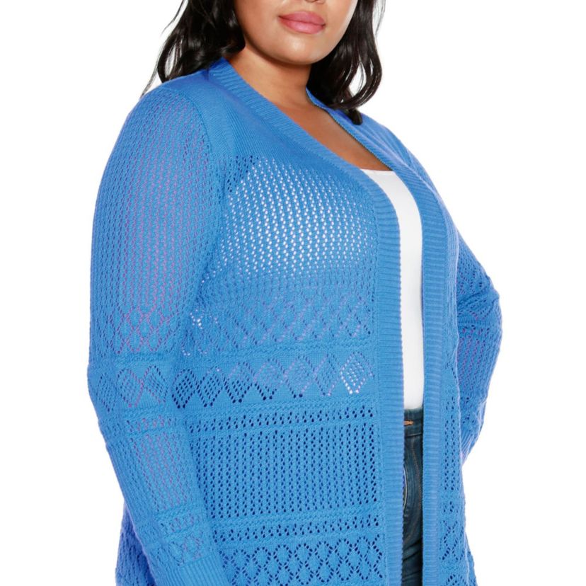 Plus Size Pointelle Open Cardigan
