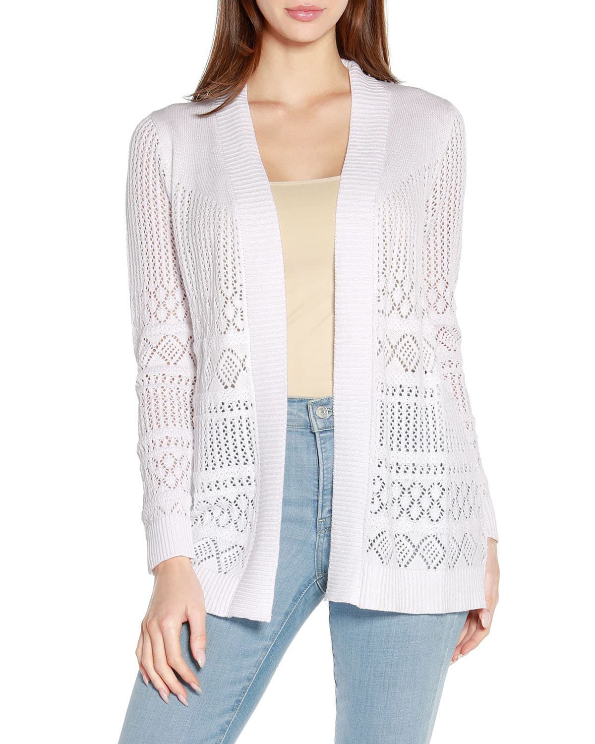 Pointelle Open Cardigan