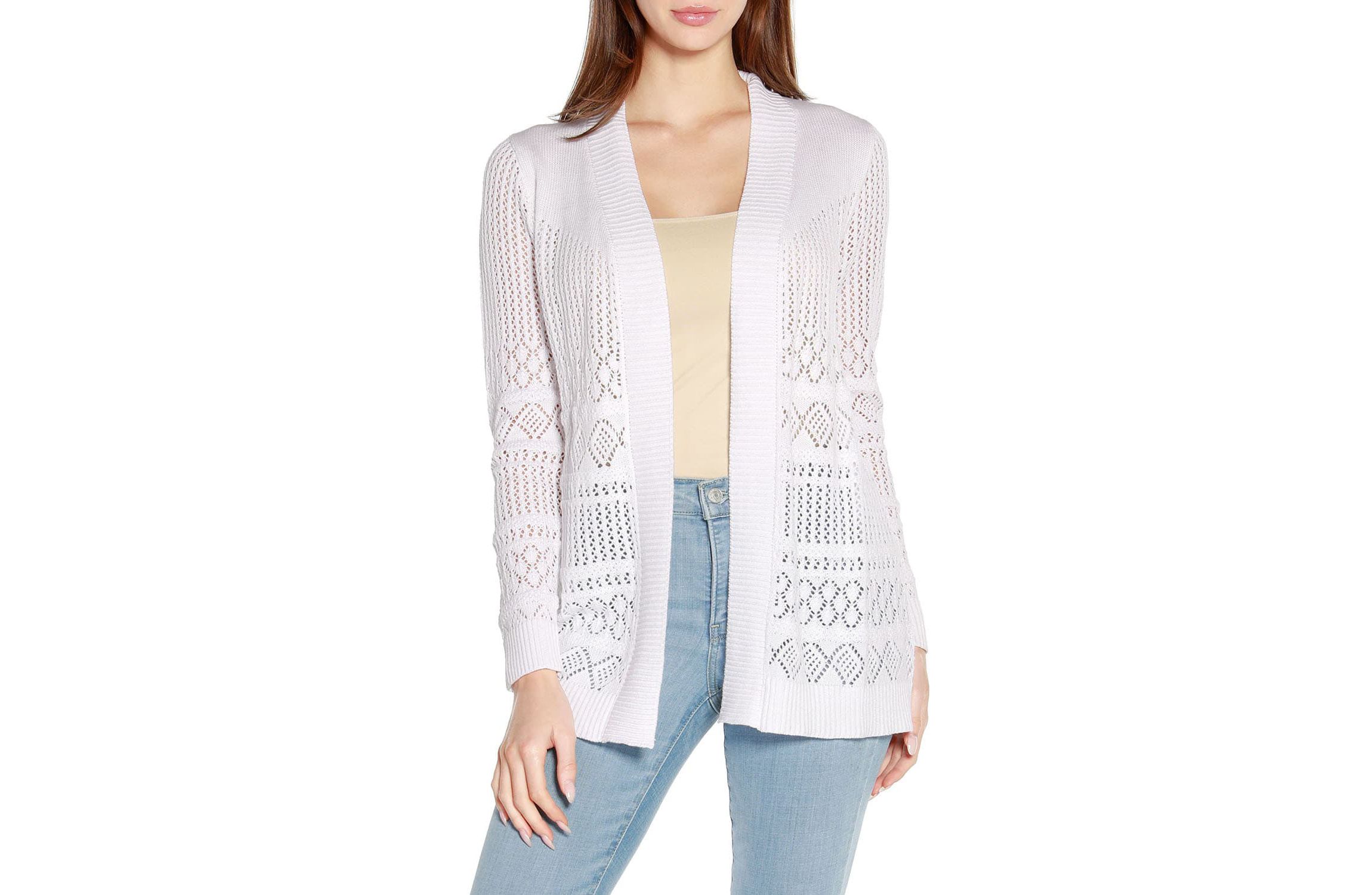 Pointelle Open Cardigan