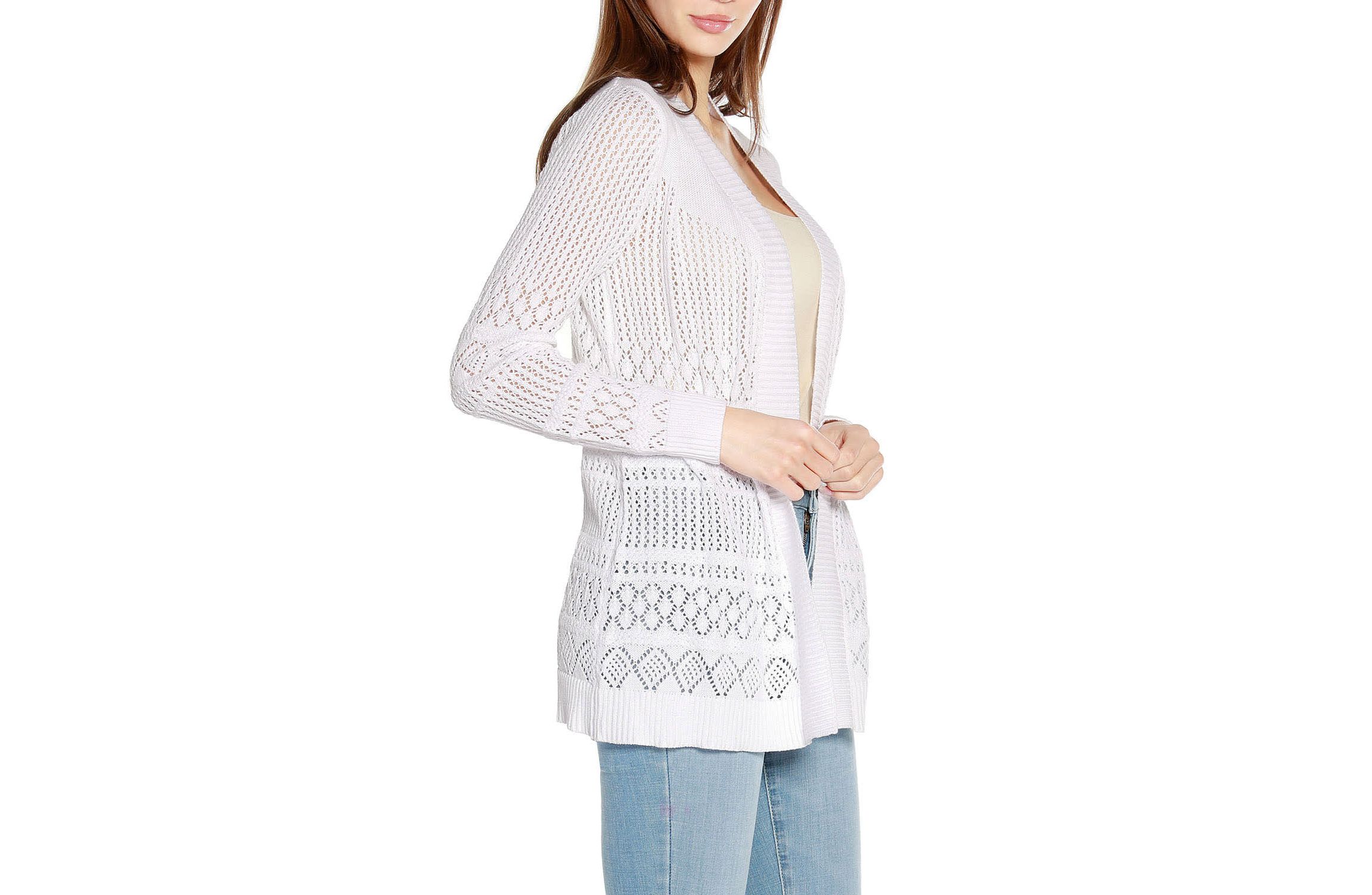 Pointelle Open Cardigan