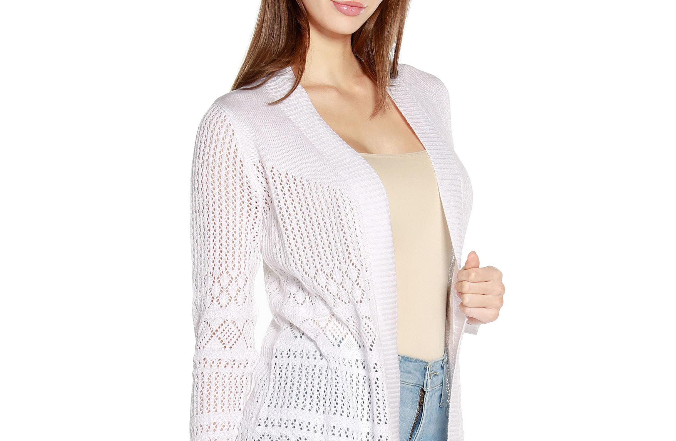 Pointelle Open Cardigan