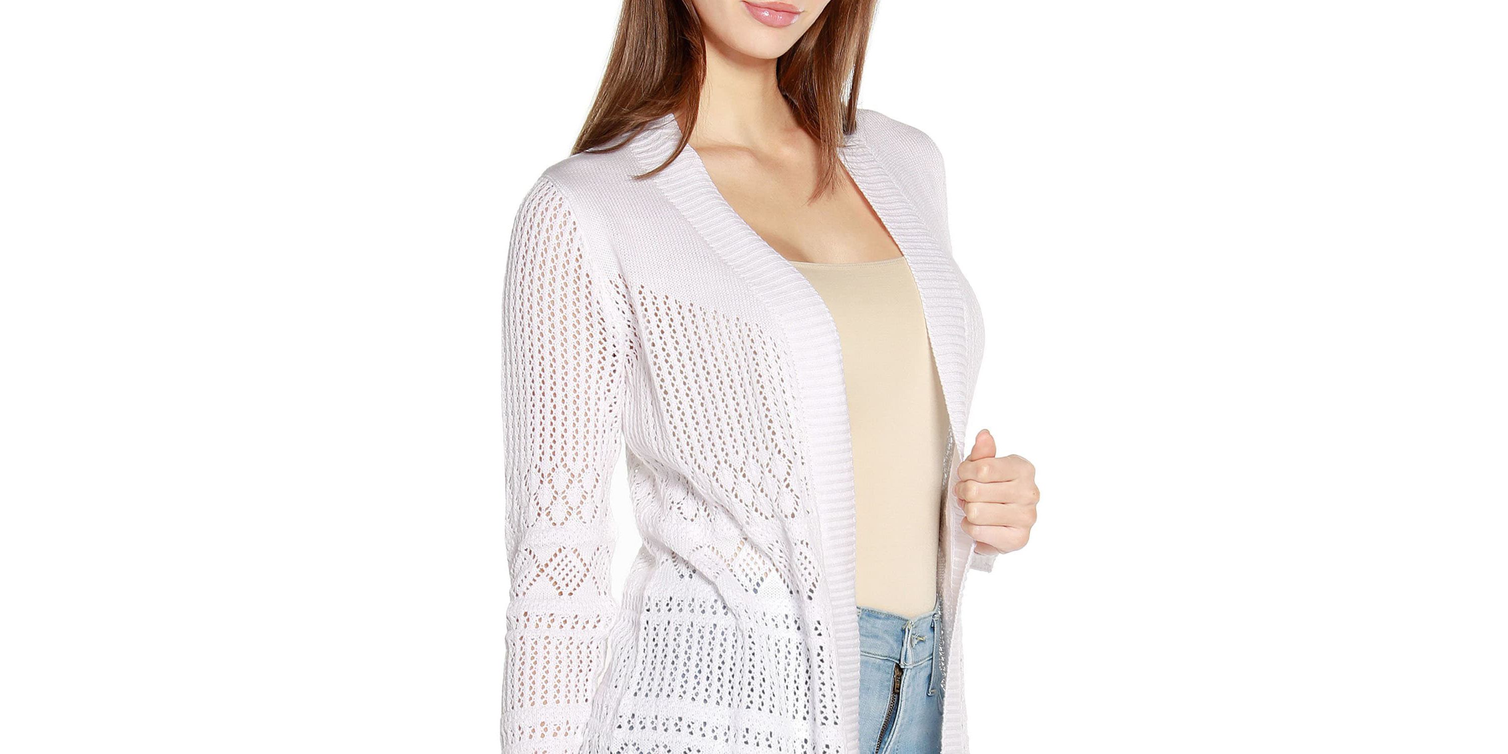 Pointelle Open Cardigan