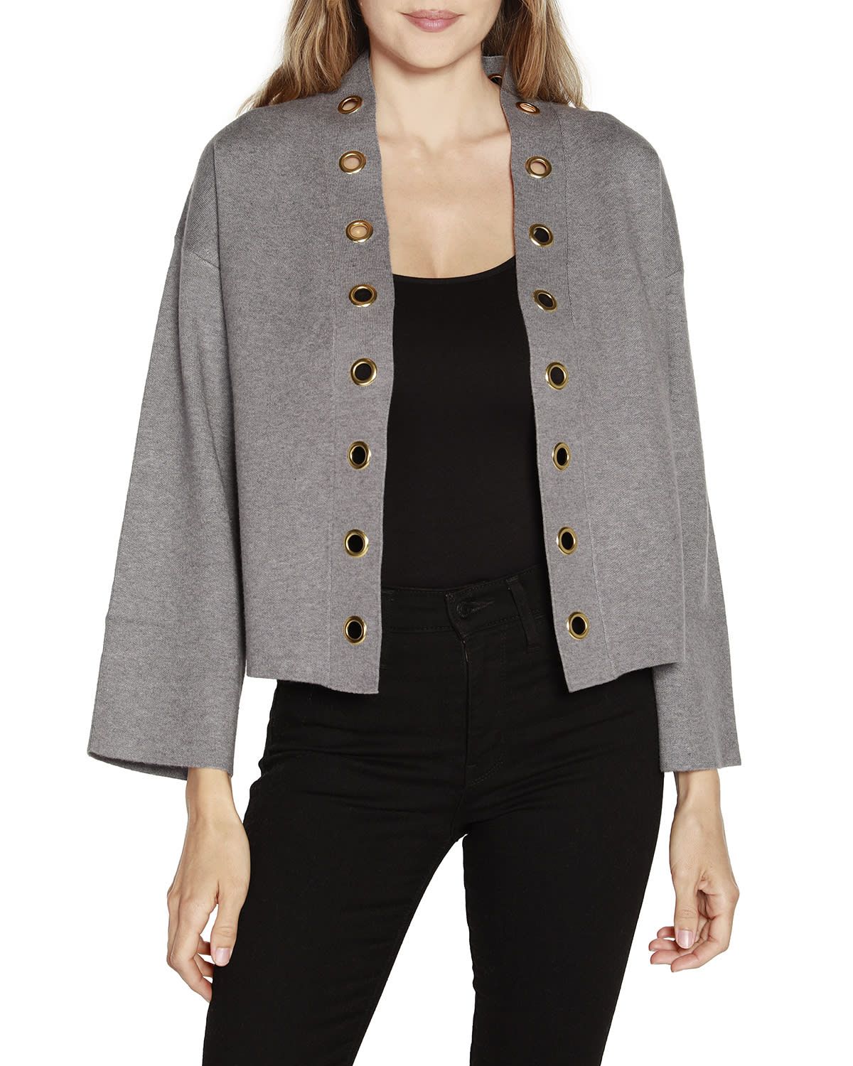 Drop Shoulder Grommet Cardigan
