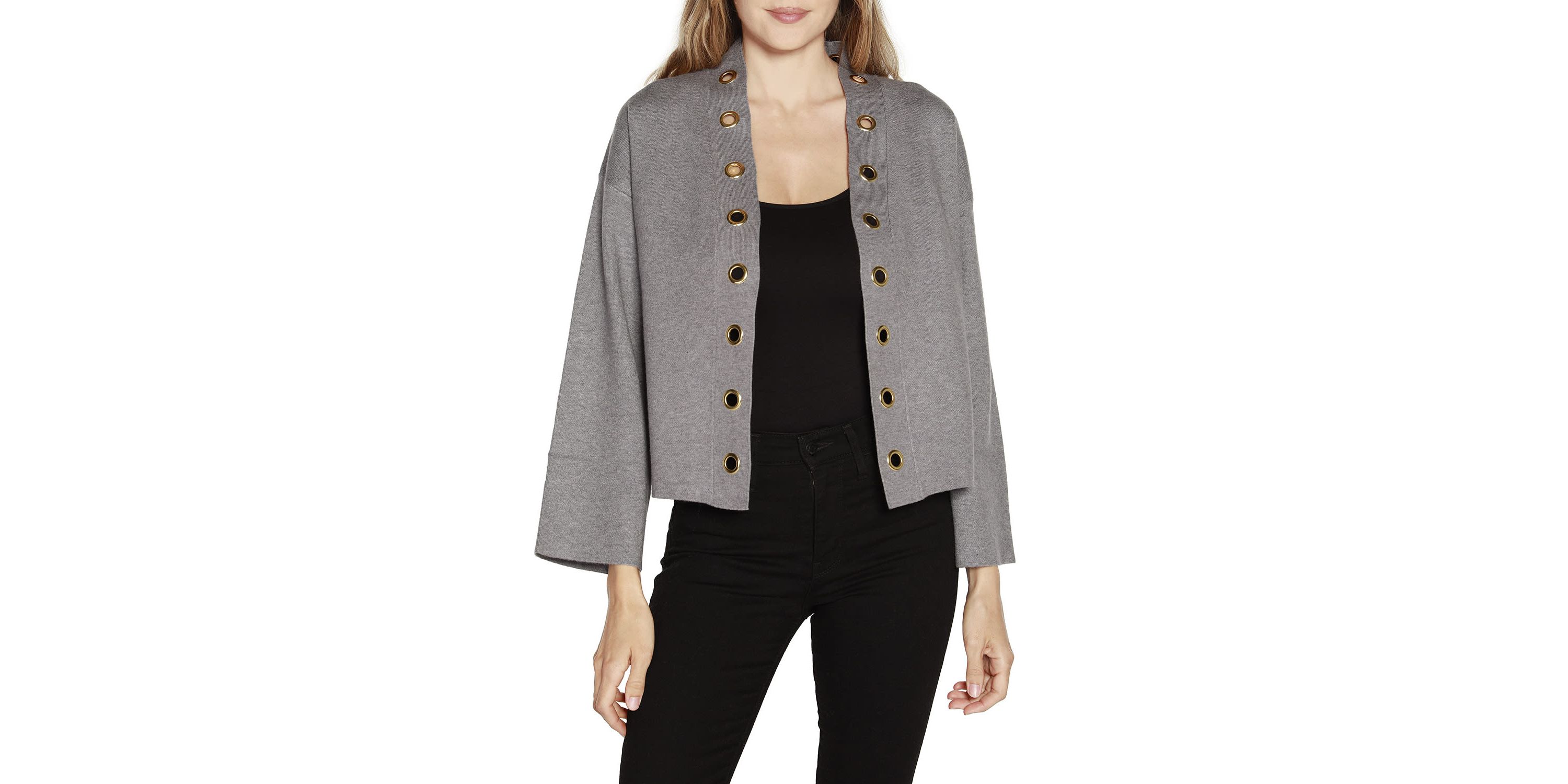 Drop Shoulder Grommet Cardigan