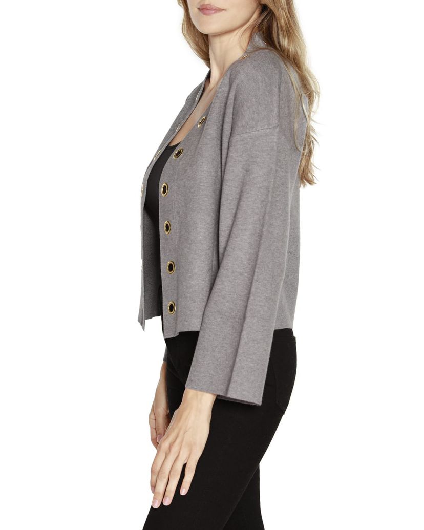 Drop Shoulder Grommet Cardigan