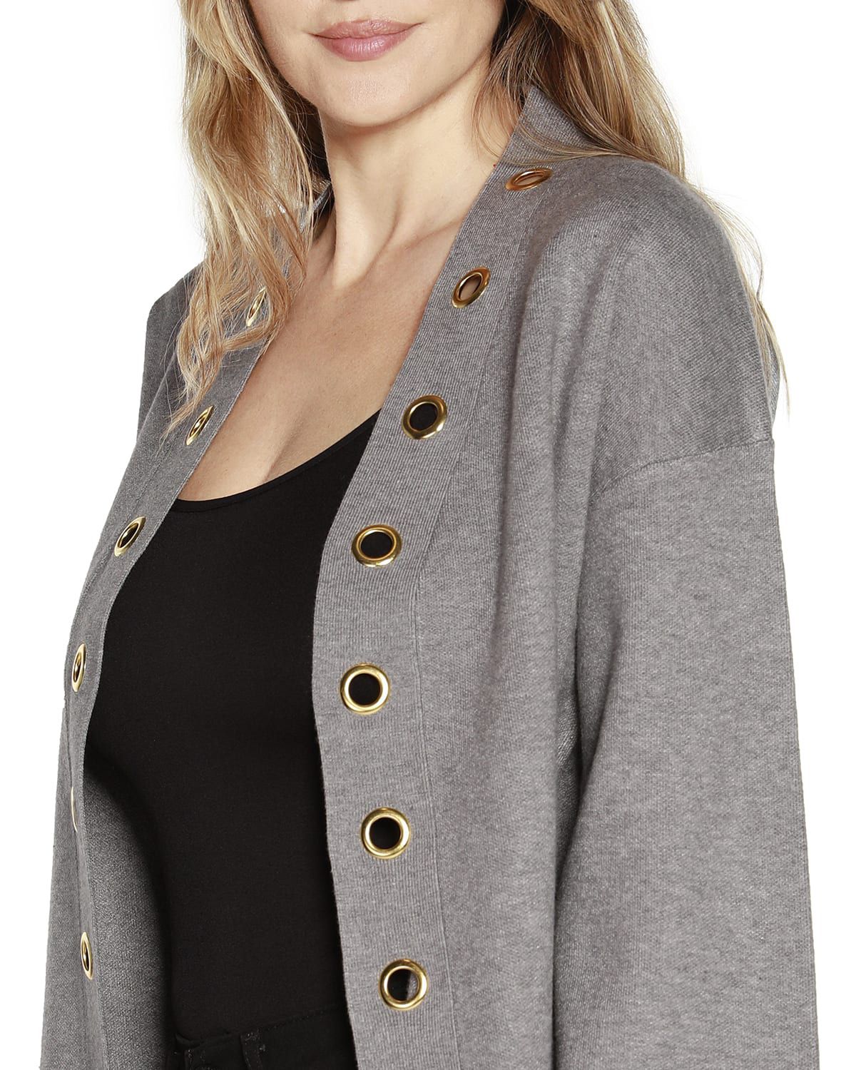 Drop Shoulder Grommet Cardigan