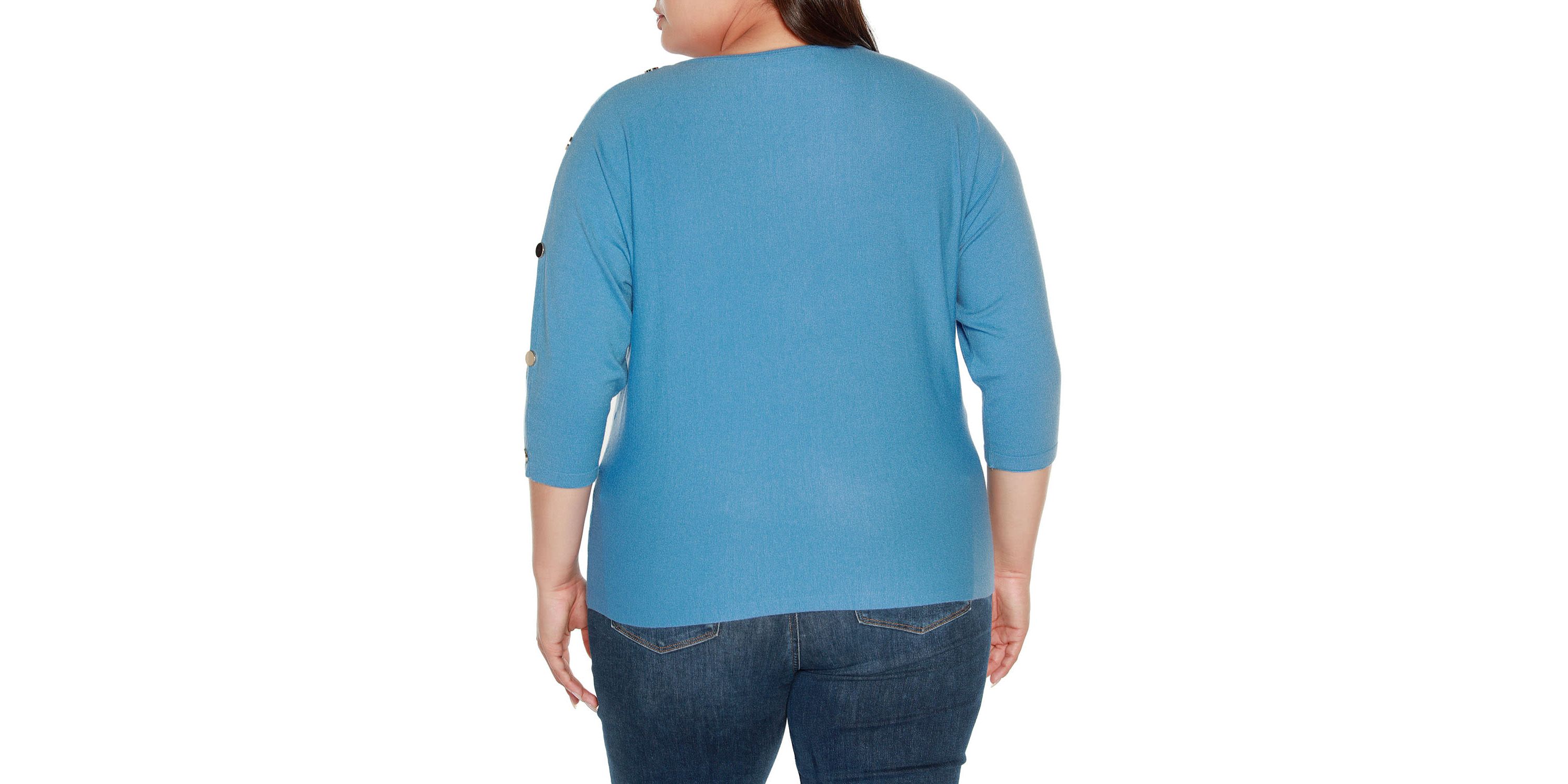 Plus Size Rivet-Trim Dolman-Sleeve Sweater