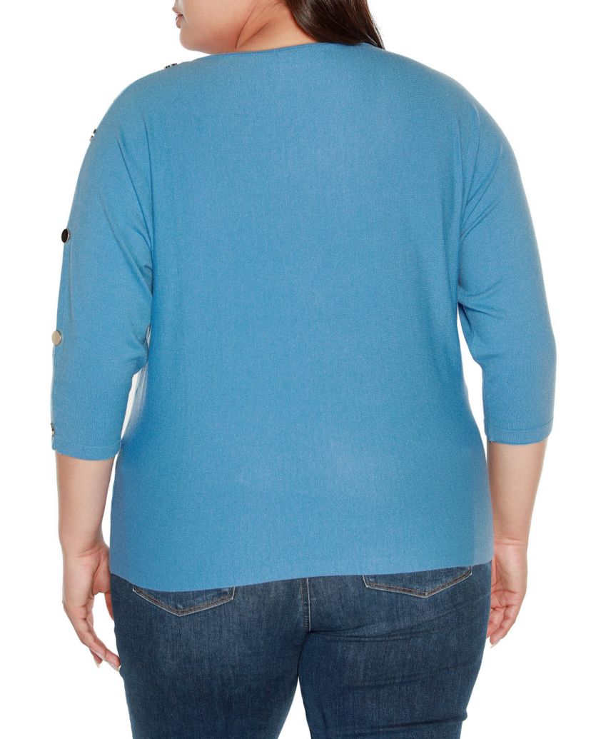 Plus Size Rivet-Trim Dolman-Sleeve Sweater