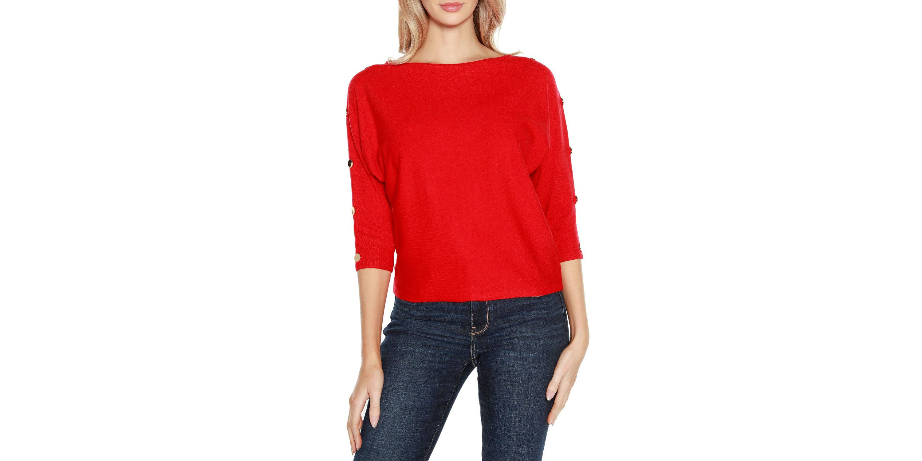 Rivet-Trim Dolman-Sleeve Sweater