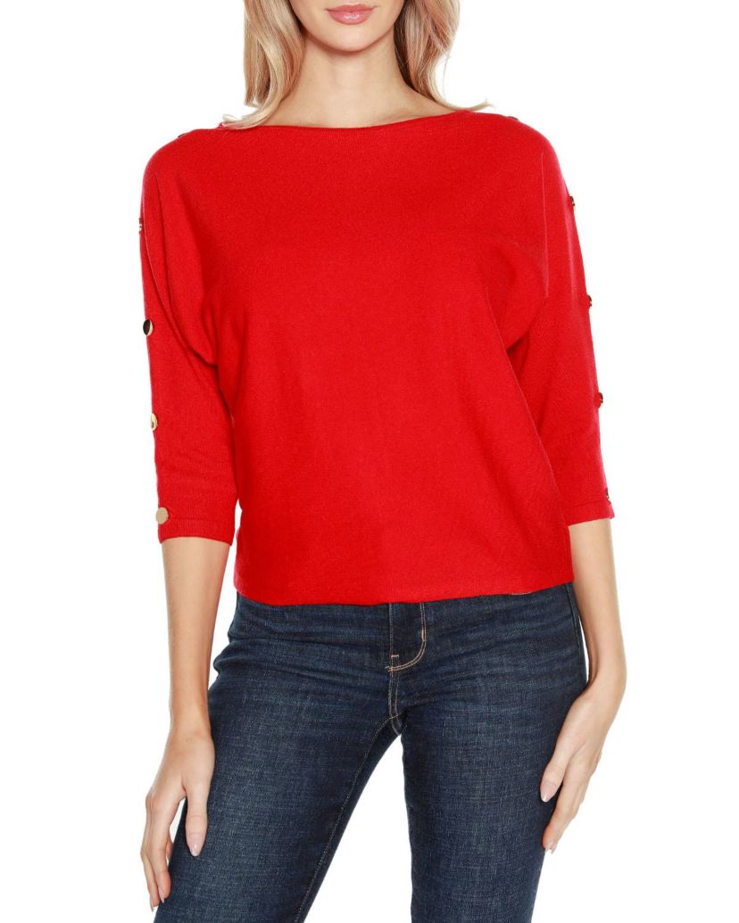 Rivet-Trim Dolman-Sleeve Sweater